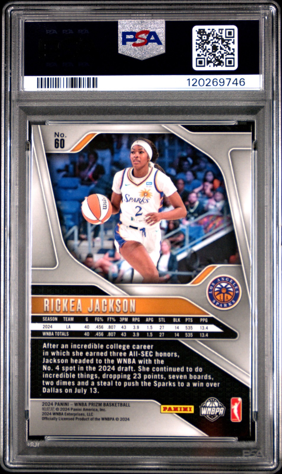 2024 Panini Prizm WNBA - RICKEA JACKSON #60 a - Rookie - PSA 7 - ROOKIE - PSA