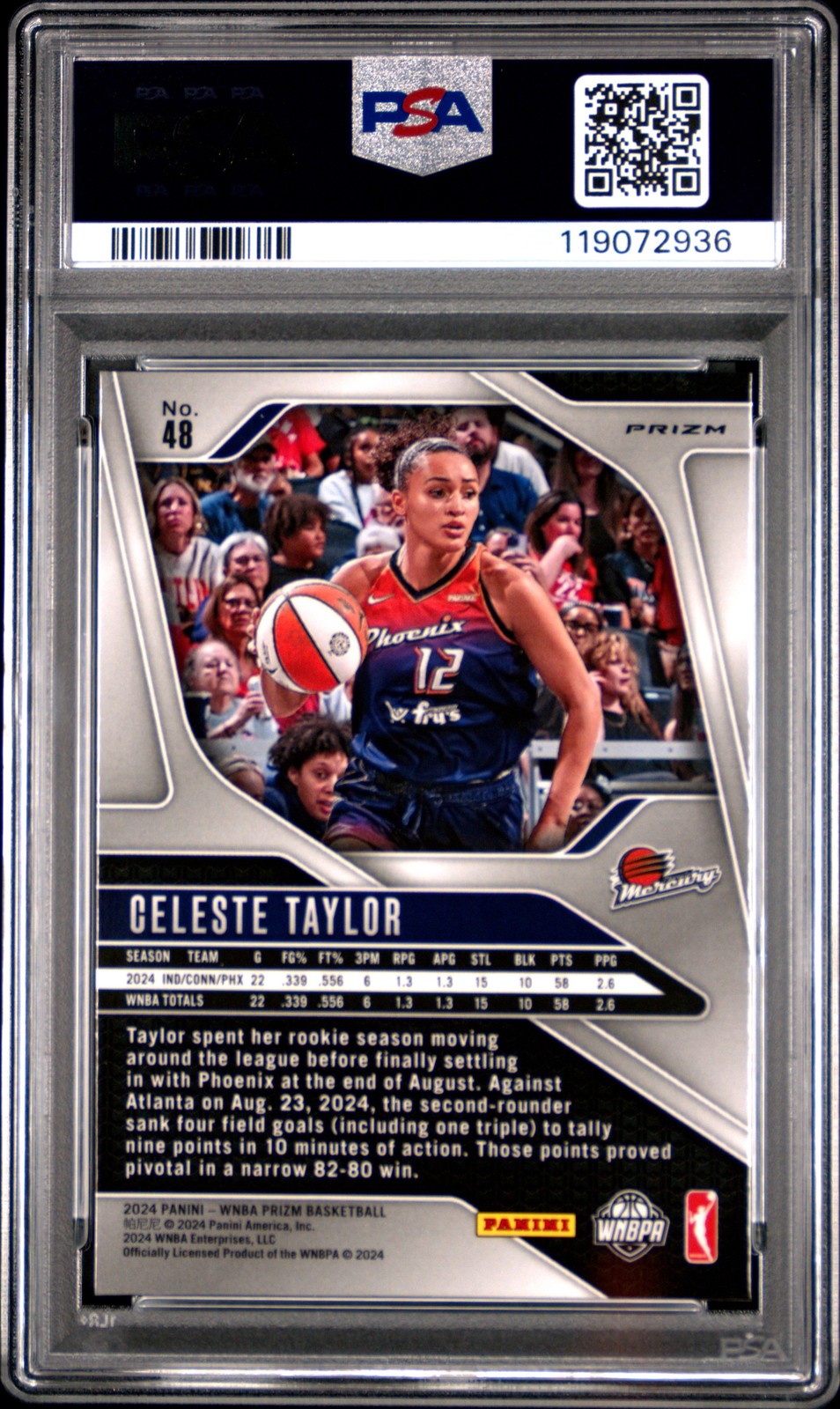 2024 Panini Prizm WNBA - CELESTE TAYLOR - Green Prizm Rookie - PSA - ROOKIE