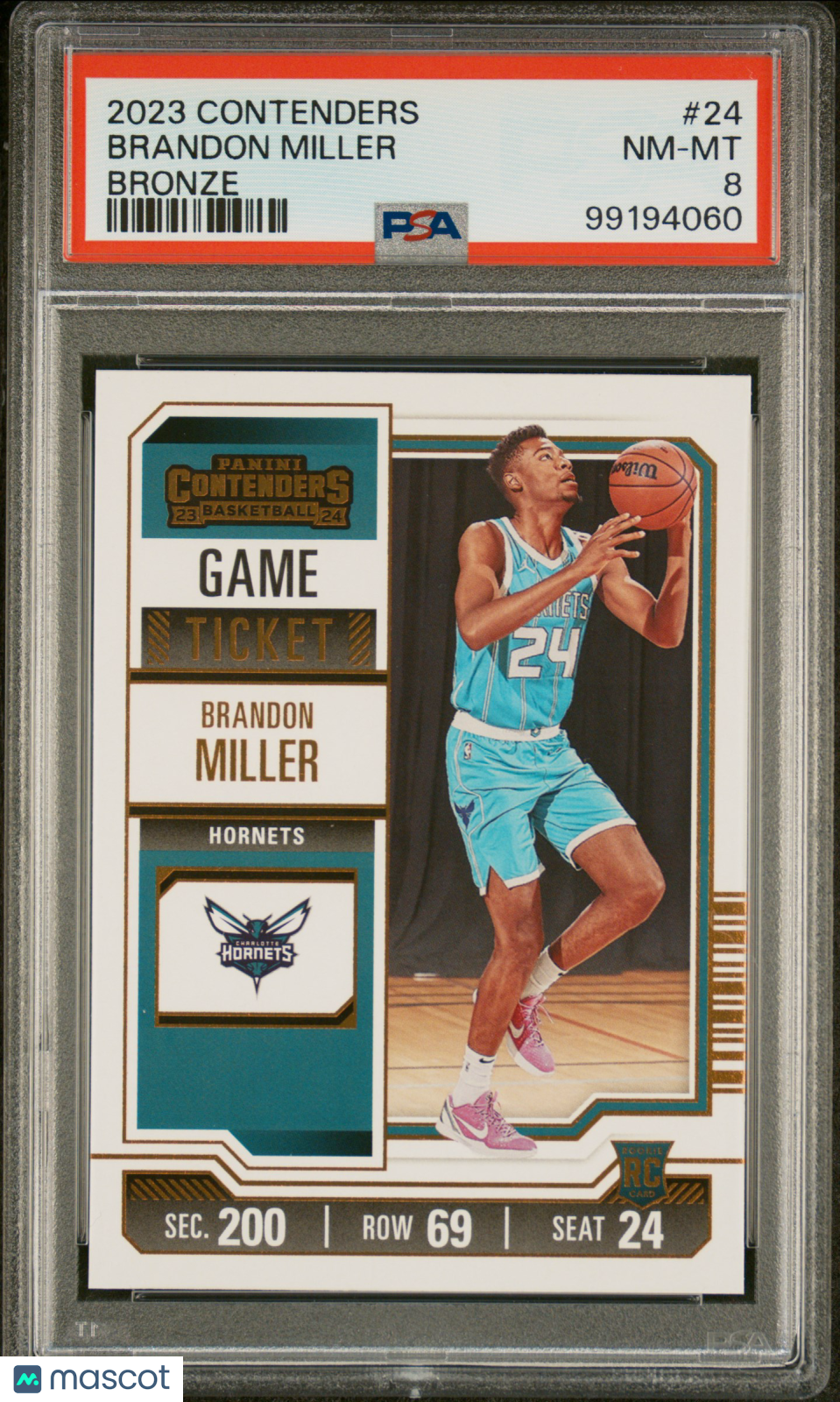 2023 Contender Bronze #24 Brandon Miller Hornets RC ROOKIE PSA - ROOKIE