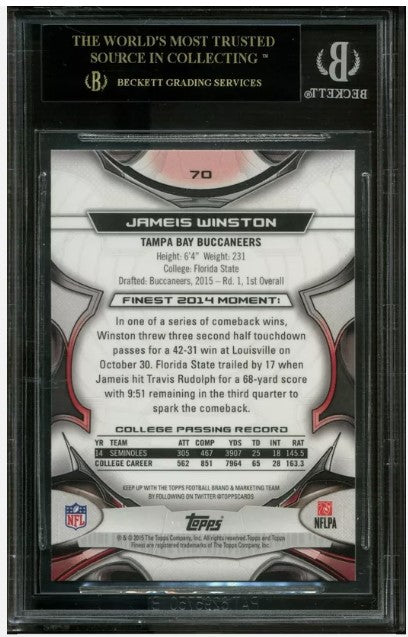 2015 Topps Finest Jameis Winston ROOKIE #70 BGS 10 PRISTINE BLACK LABEL