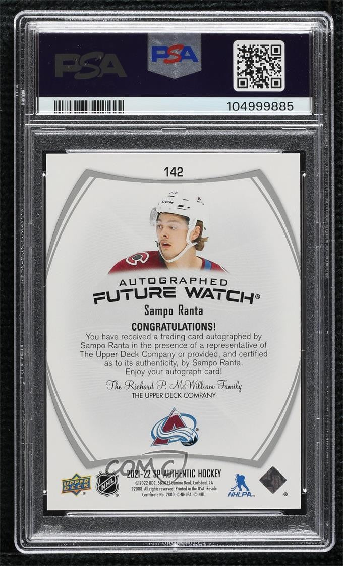 2021-22 SP Authentic Hockey - Sampo Ranta #142 - Future Watch INSCRIBED - PSA
