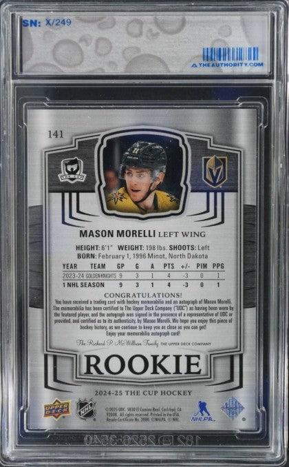 2025 2024-25 The Cup Hockey Mason Morelli #141 213/249