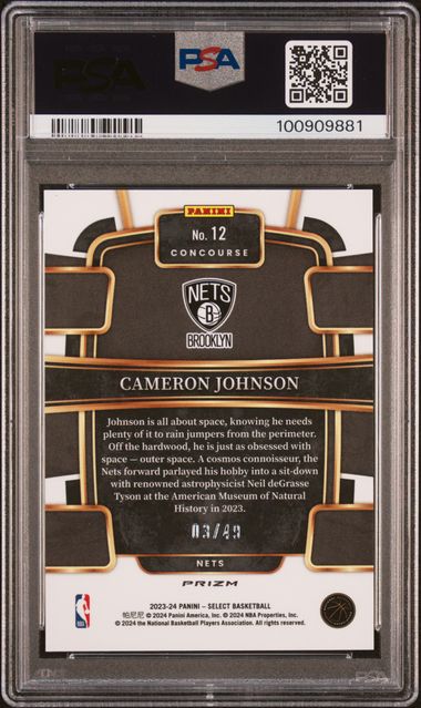 2023 Select - Teal/White/Pink Prizm /49 - Cameron Johnson - Nets /49 - PSA 10