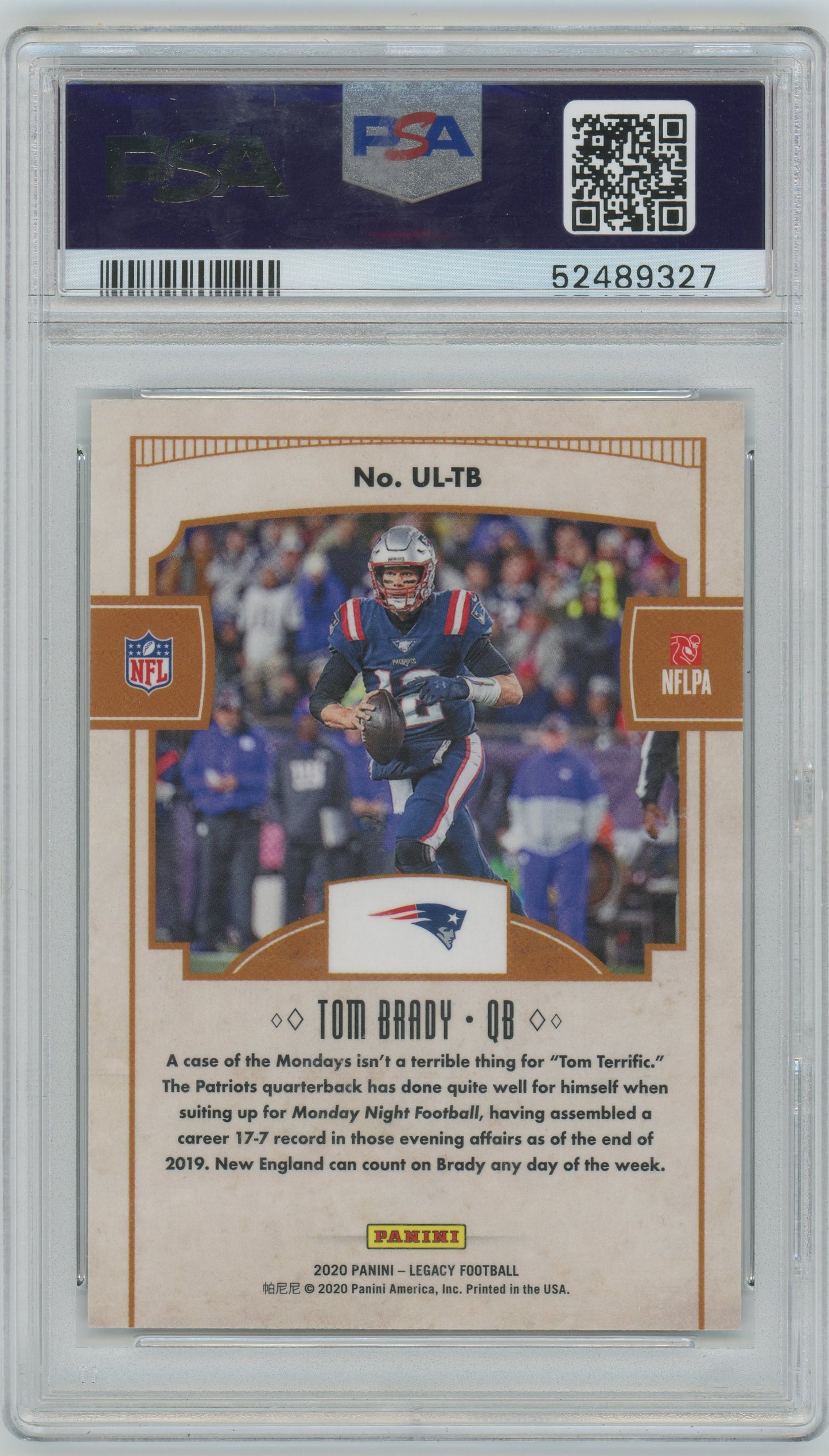 2020 Panini Legacy Under The Lights Tom Brady #ULTB Silver PSA 9
