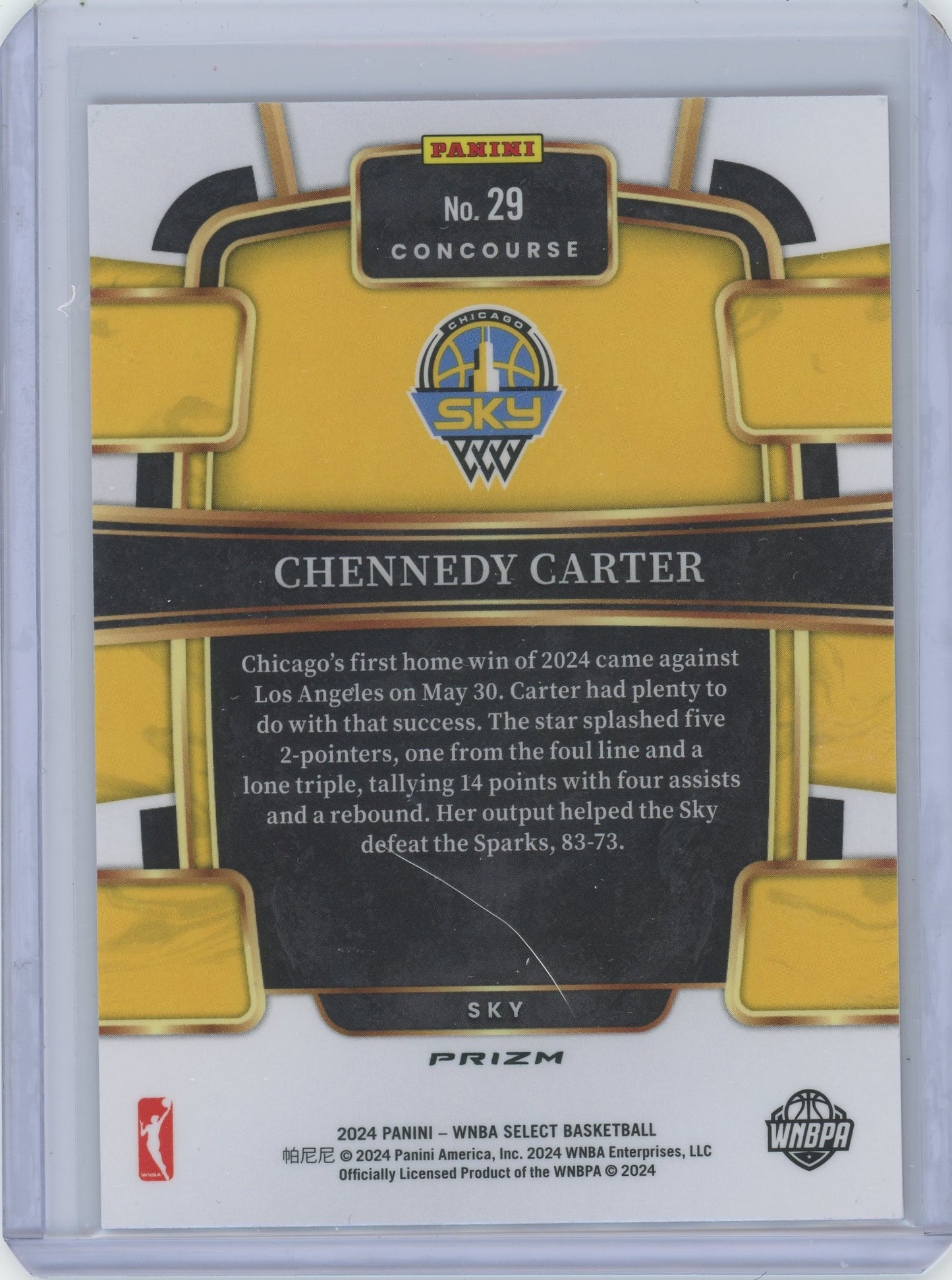 2024 Panini WNBA Select Chennedy Carter #29 Concourse Pink Cracked Ice Prizm