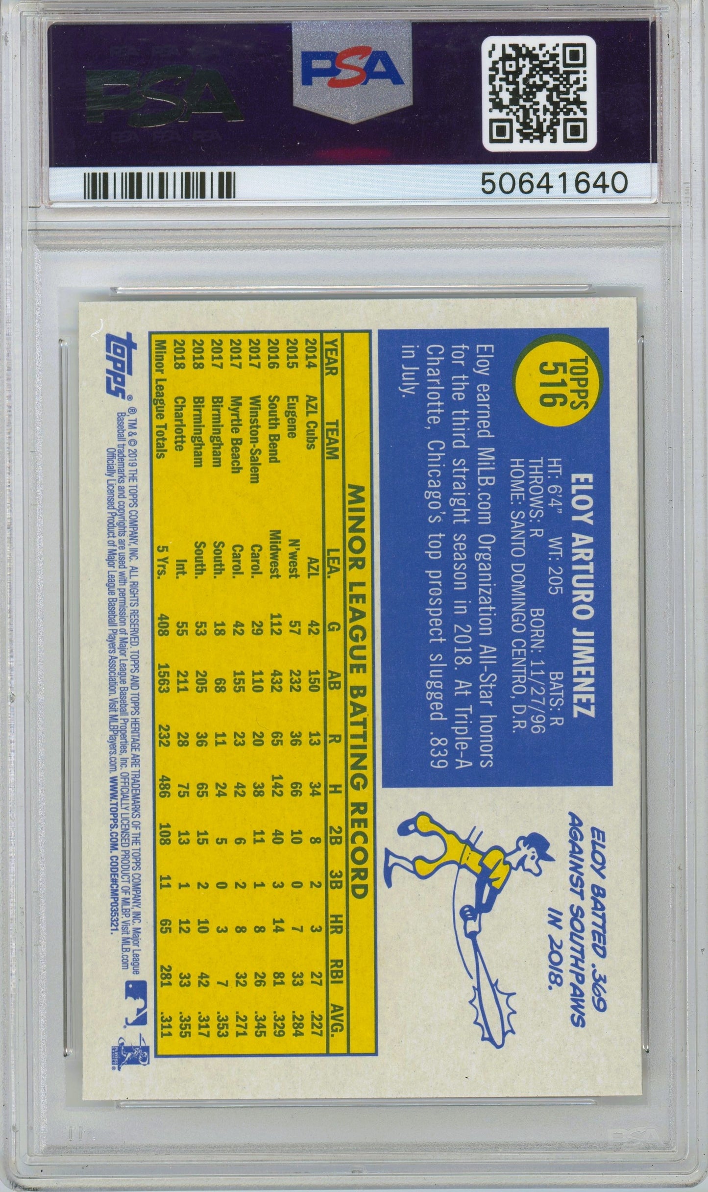 2019 Topps Heritage Eloy Jimenez #516 PSA 10