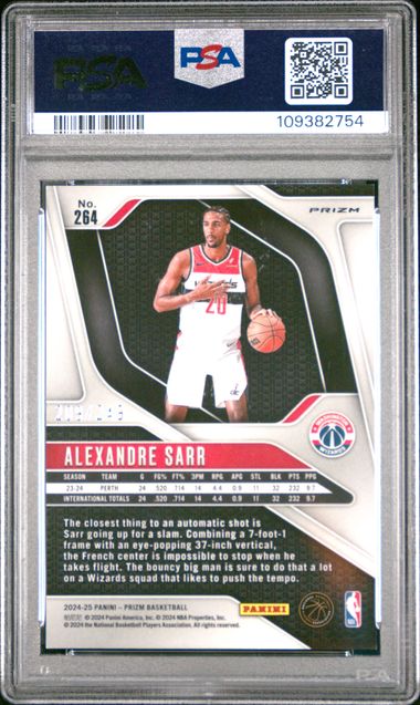 2024 Panini - Skewed Prizm /249 - Alexandre Sarr Wizards - ROOKIE - /249 - PSA