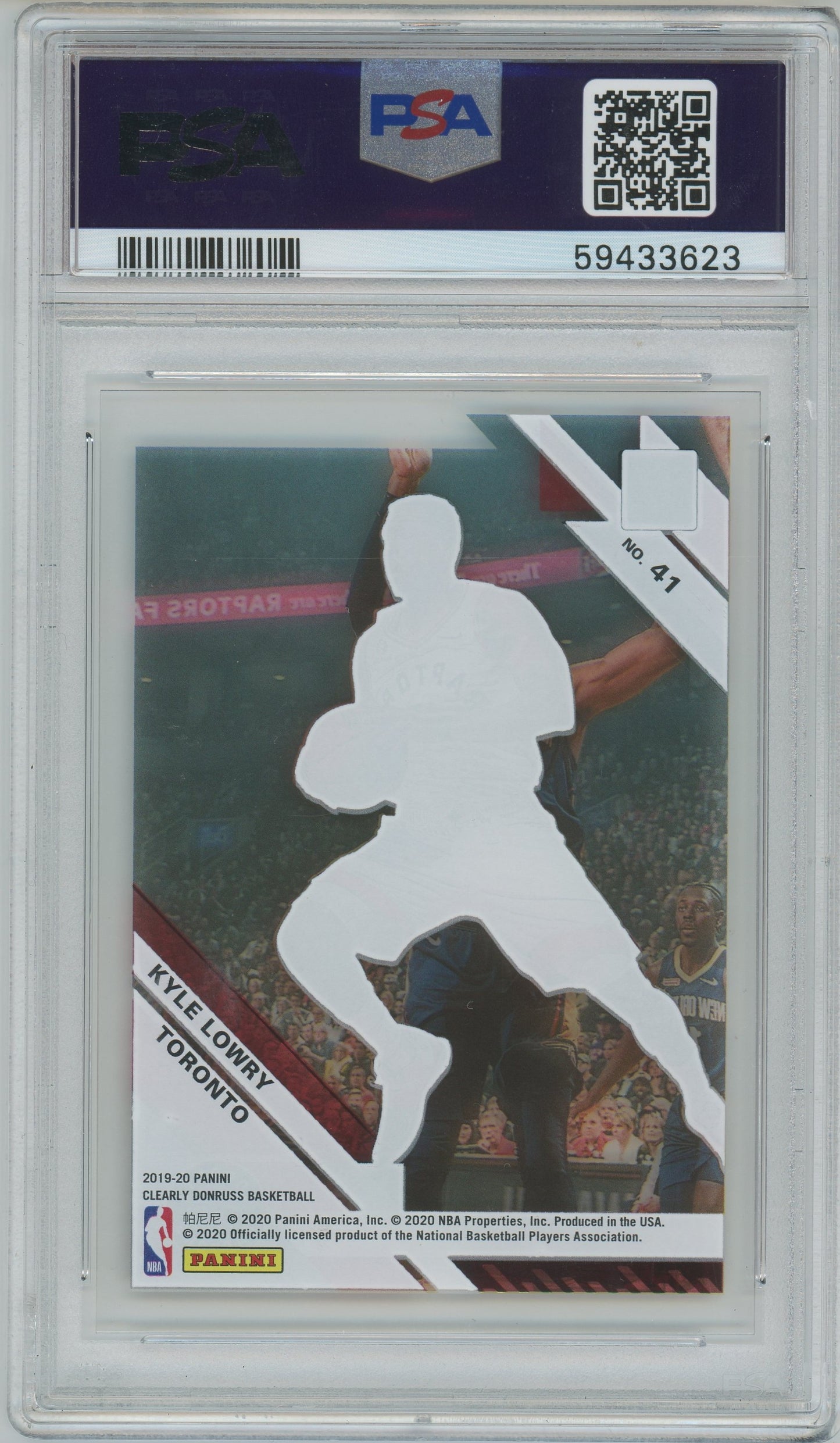 2019 Panini Clearly Donruss Kyle Lowry #41 PSA 8