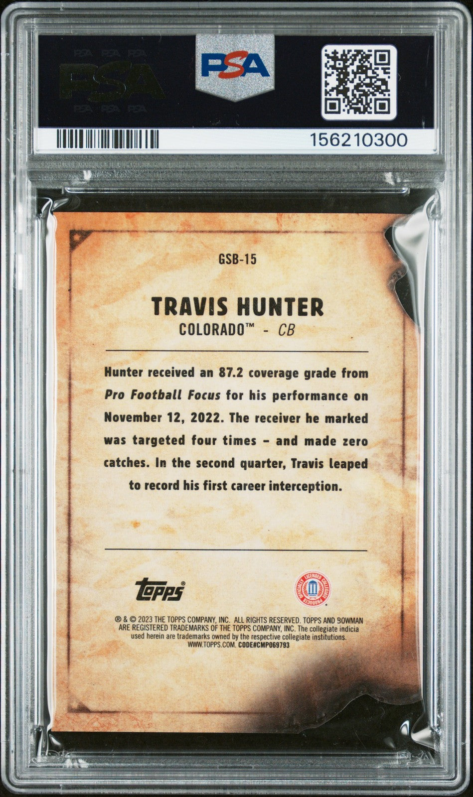 2023 Bowman U - Travis Hunter #GSB15 - GUNSLINGERS & BANDITS ORANGE /25 - PSA 10