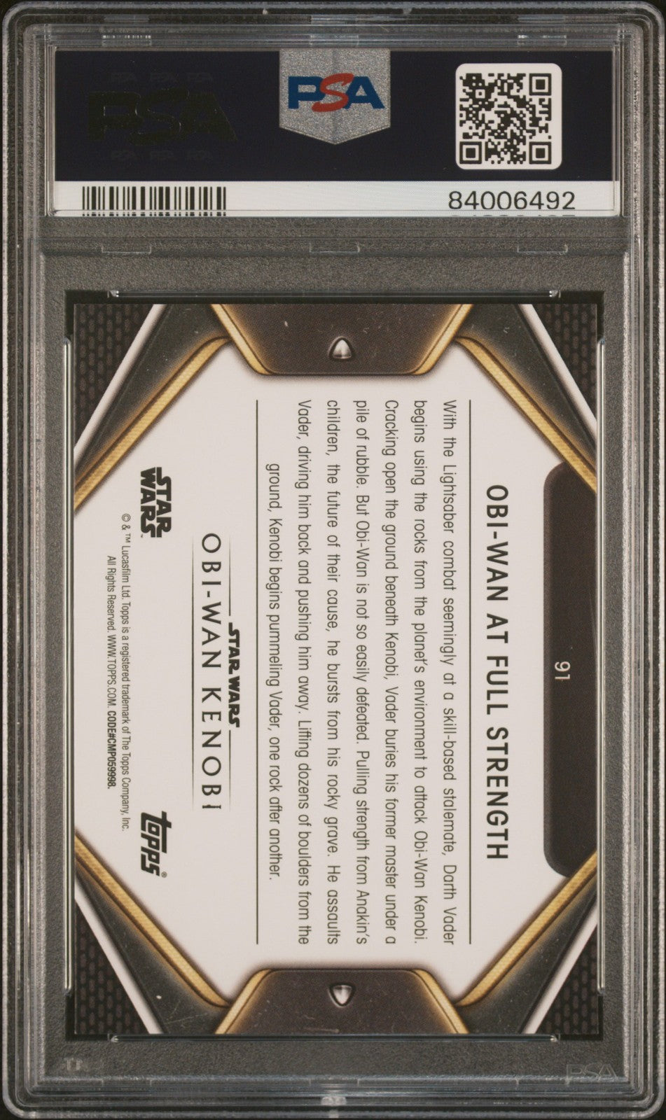 2023 Chrome Star Wars - Obi-Wan - Obi-Wan Full Strength #91 - Blue - PSA