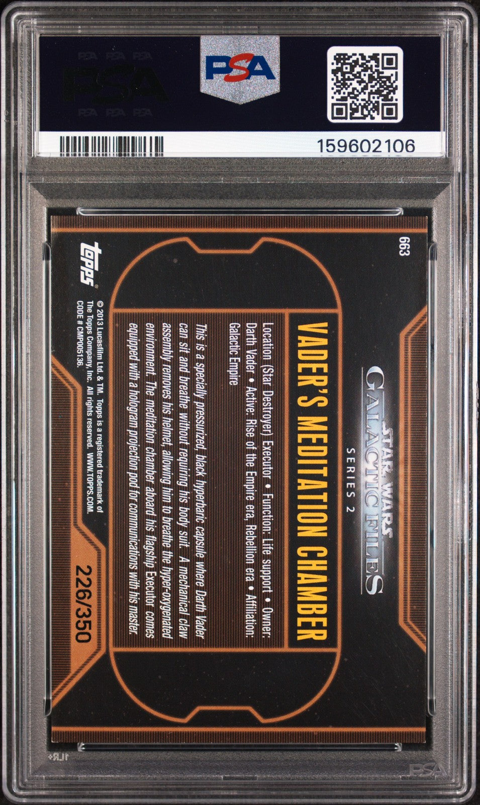 2013 Topps Star Wars - Vader's Meditation Chamber - BLUE /350 - PSA - BLUE /350
