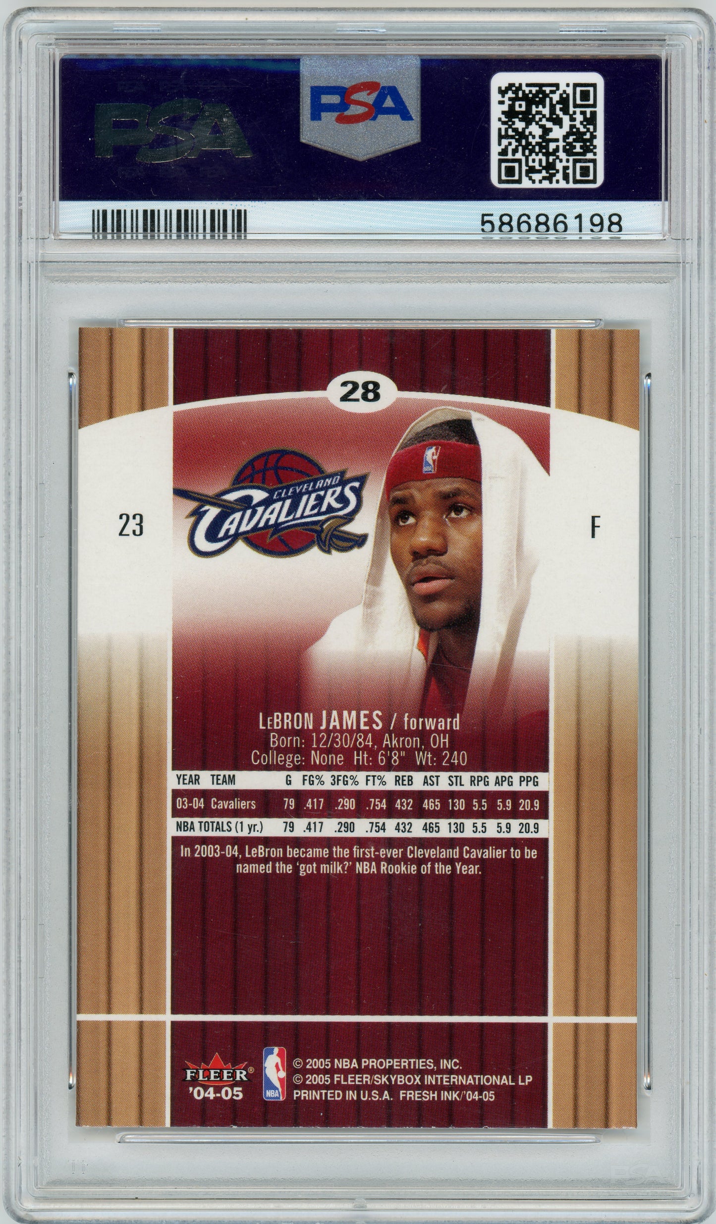 2004 Skybox Fresh Ink NBA - LeBron James #28 - PSA 8