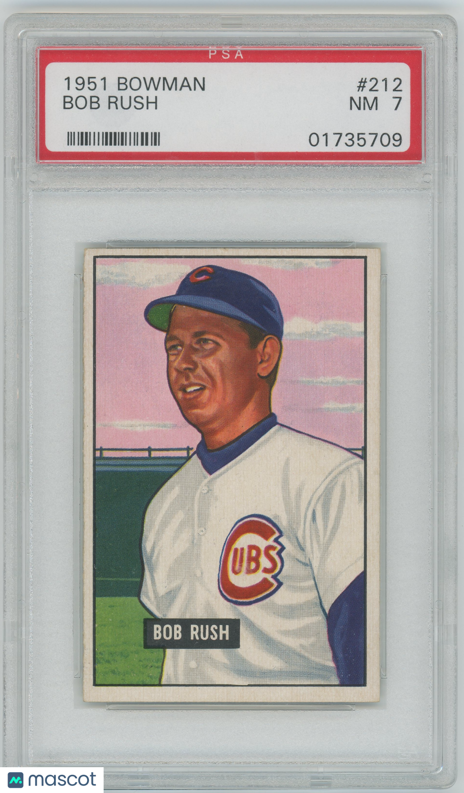 1951 Bowman #212 Bob Rush Chicago Cubs PSA 7 NM