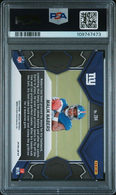 2024 Mosaic Reactive Blue #284 Malik Nabers Giants - ROOKIE - PSA