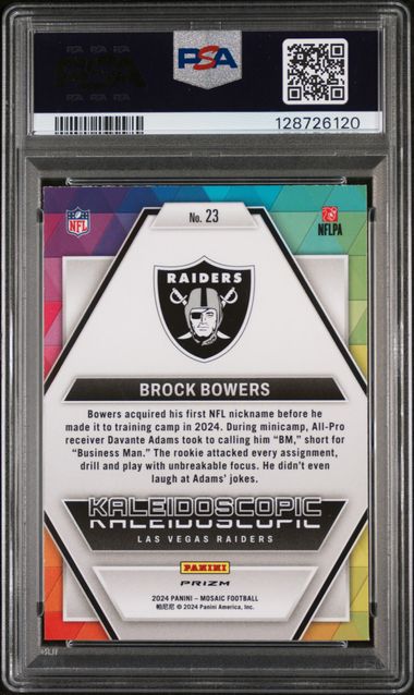 2024 Panini Mosaic - Brock Bowers #23 - Kaleidoscopic ROOKIE SSP - PSA - ROOKIE