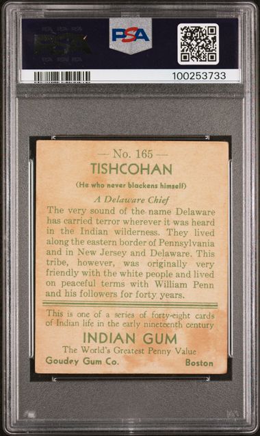 1933 Goudey Indian Gum - Tishcohan #165 - PSA 2