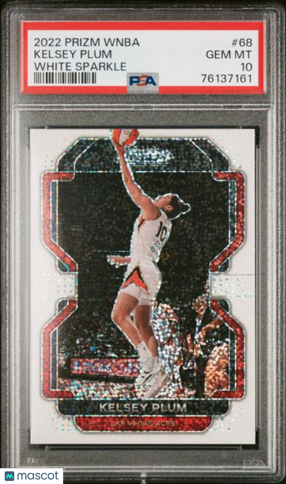 2022 Panini Prizm WNBA - Kelsey Plum #68 - White Sparkle Prizm SSP - PSA 10