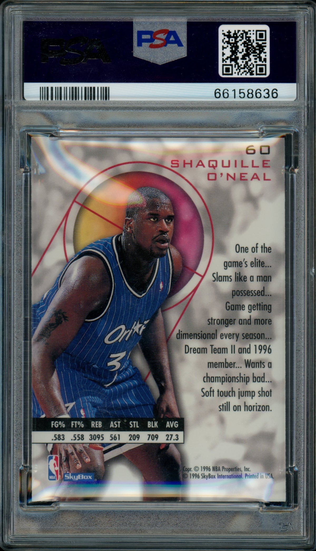 1995 Skybox E-XL - Shaquille O'Neal #60 - Blue - PSA 9