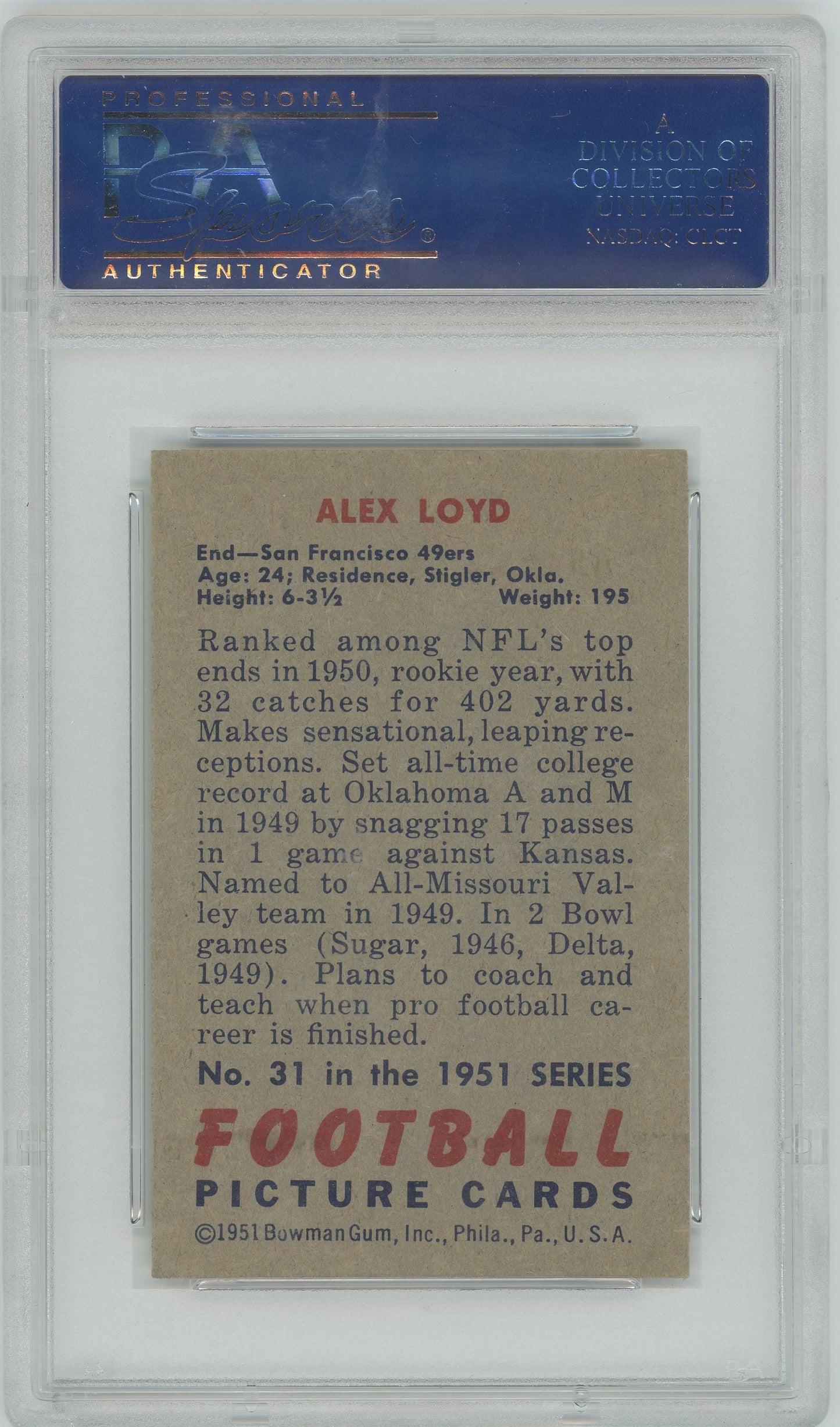 1951 Bowman Alex Loyd #31 PSA 7