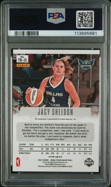 2024 Panini WNBA - Teal Prizm AUTO /35 - Jacy Sheldon ROOKIE AUTO /35 - PSA 9
