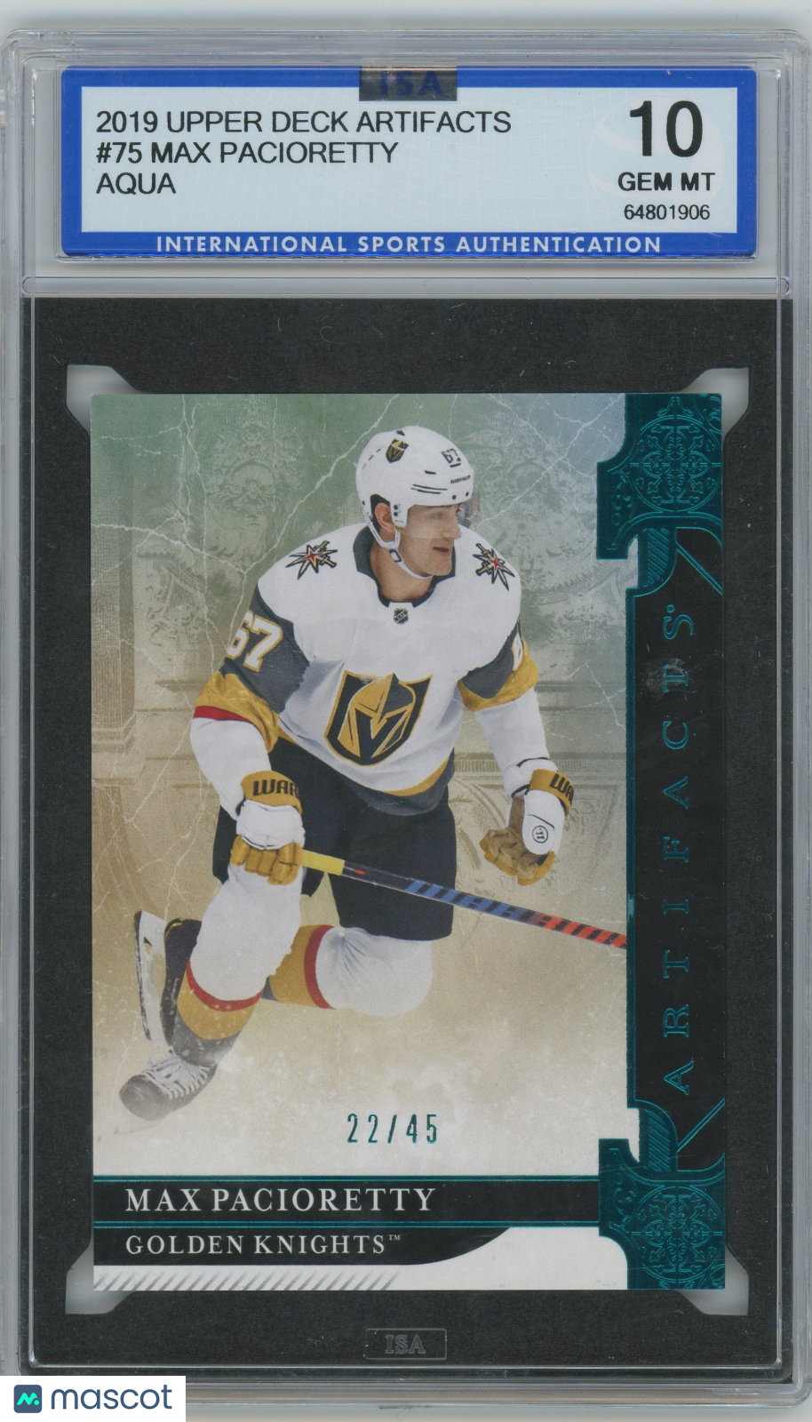 2019-20 Upper Deck Artifacts Max Pacioretty #22/45 071 ISA 10 - /45, ## 22/45