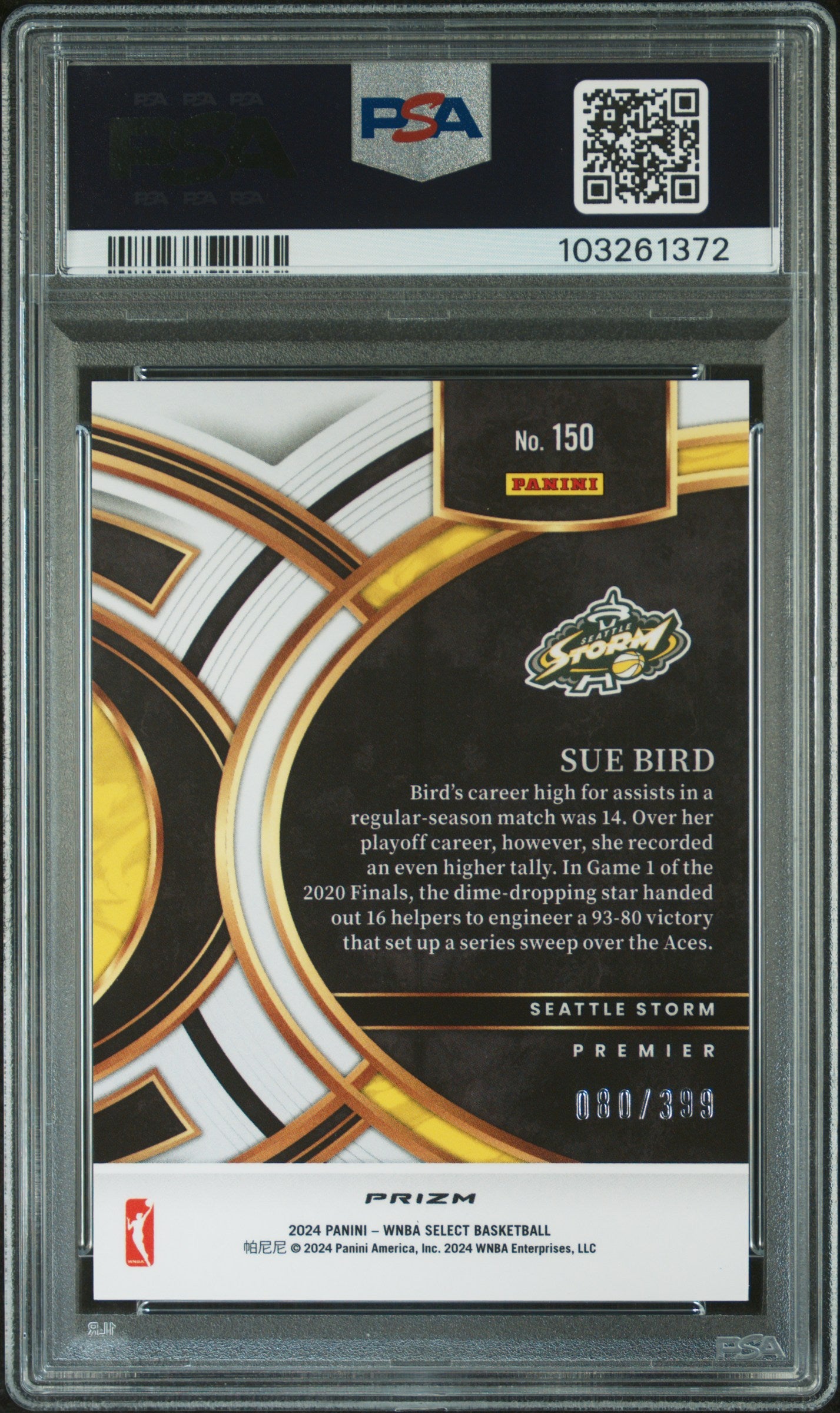 2023 2024 Panini Select Sue Bird #72 - /399 Red Blue Prizm - PSA 9 - /399