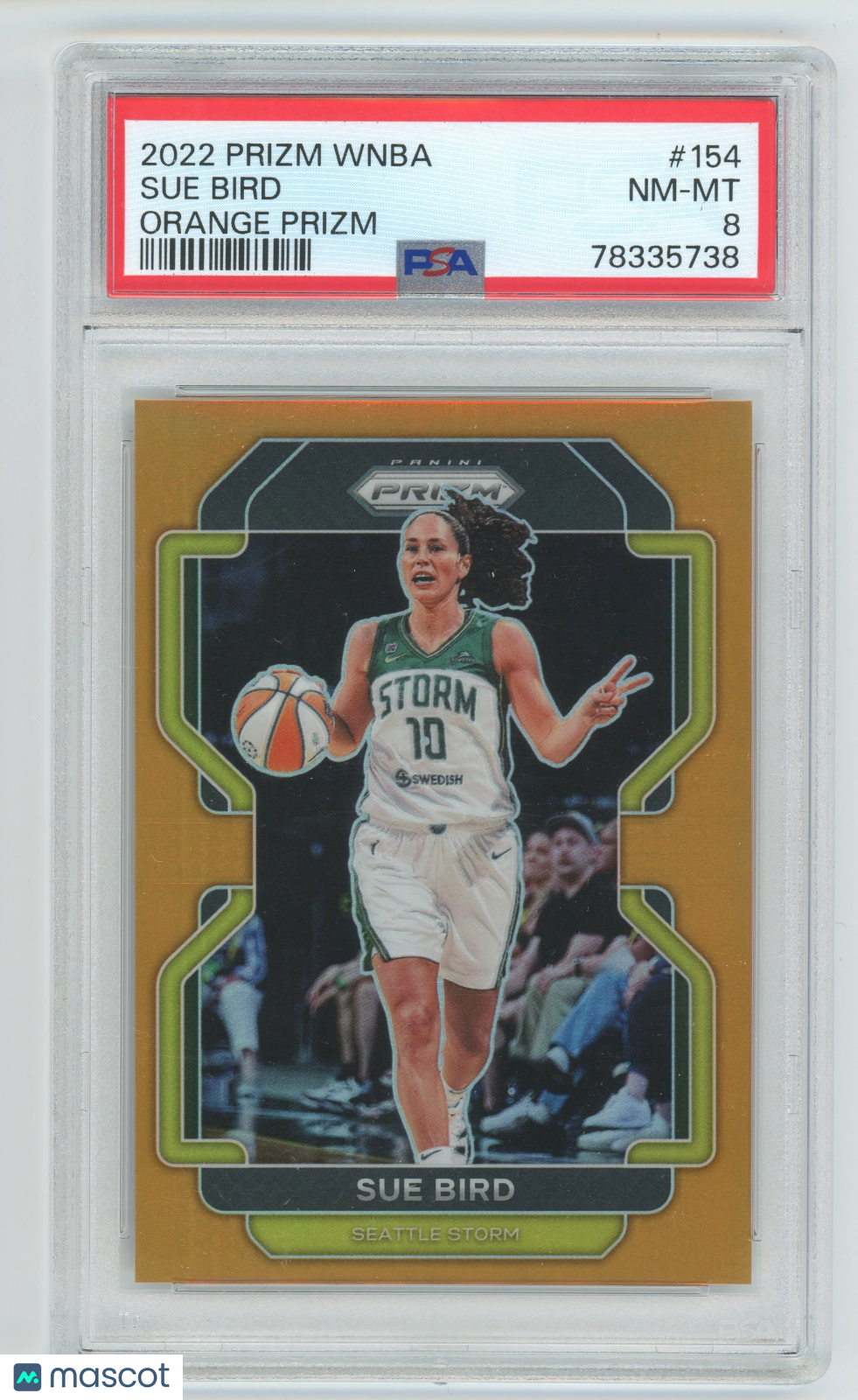 2022 Panini Orange Prizm WNBA #154 Sue Bird Storm 24/49 PSA 8 NM-MT - /49