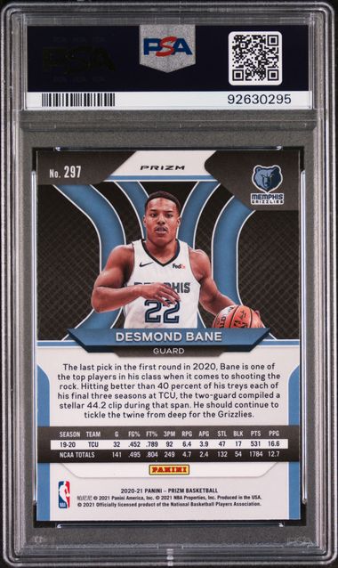 2020 Panini - Silver Prizm - Desmond Bane - Grizzlies - ROOKIE - PSA 9