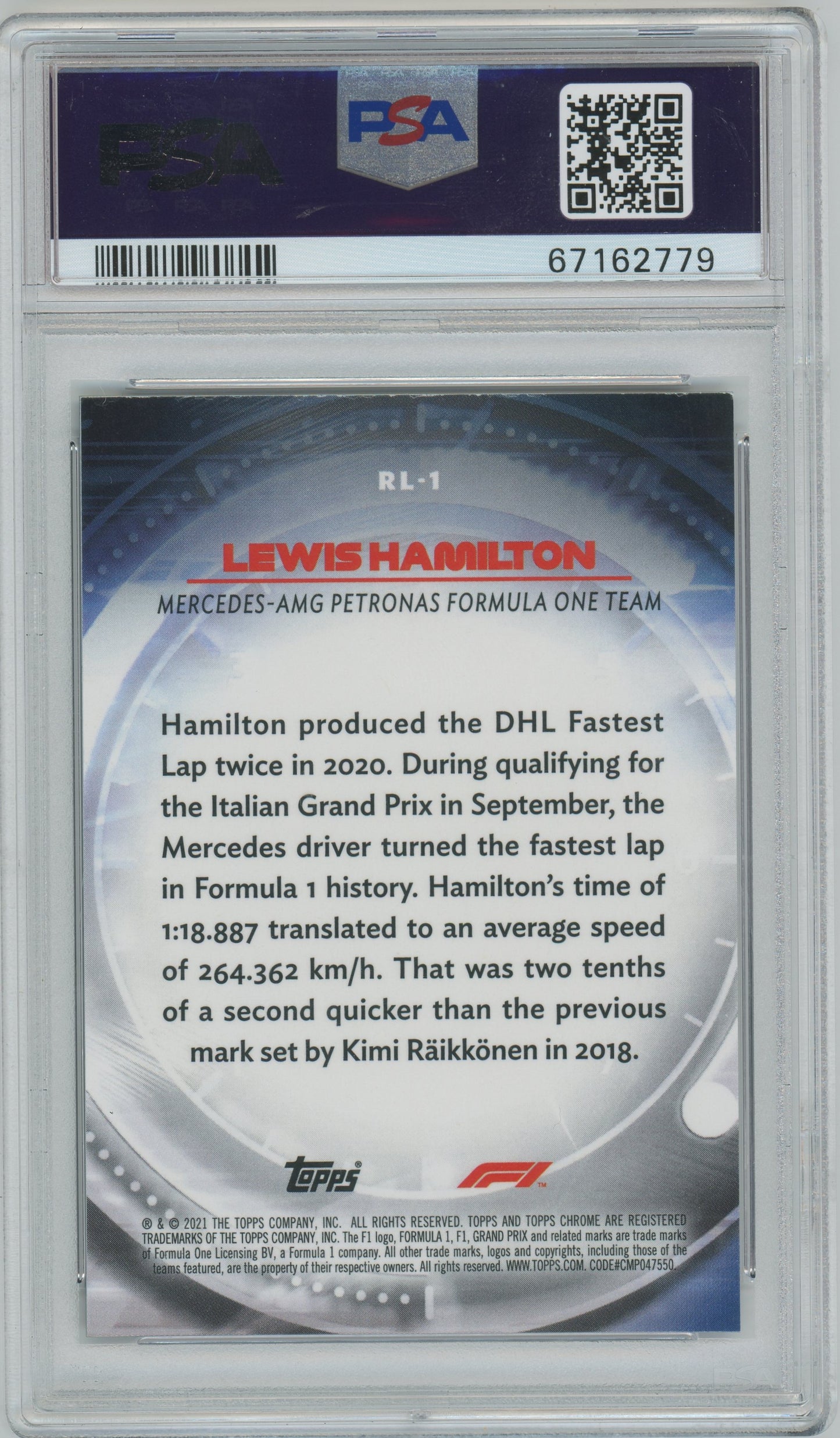 2021 Topps Chrome Formula 1 Redliners Lewis Hamilton #RL1 PSA 9