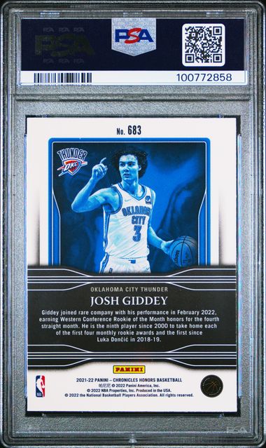2021 Panini Chronicles #683 - Josh Giddey - Thunder ROOKIE - PSA