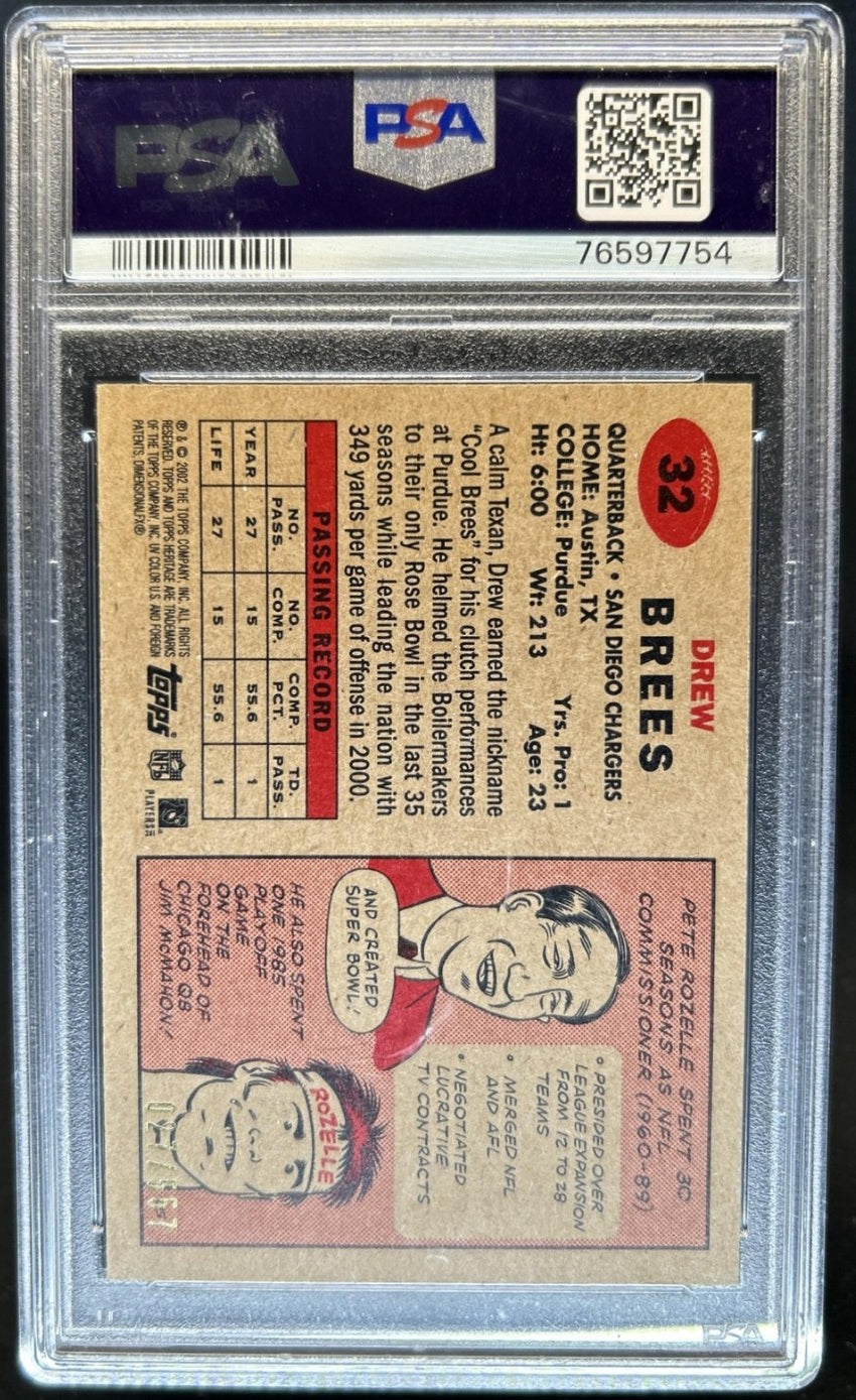 2002 Topps Heritage - Drew Brees - Retrofractor /557 - Chargers - PSA 9 - /557