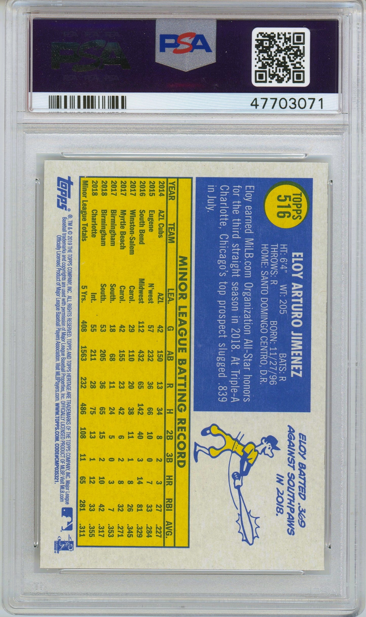 2019 Topps Heritage Eloy Jimenez #516 PSA 10