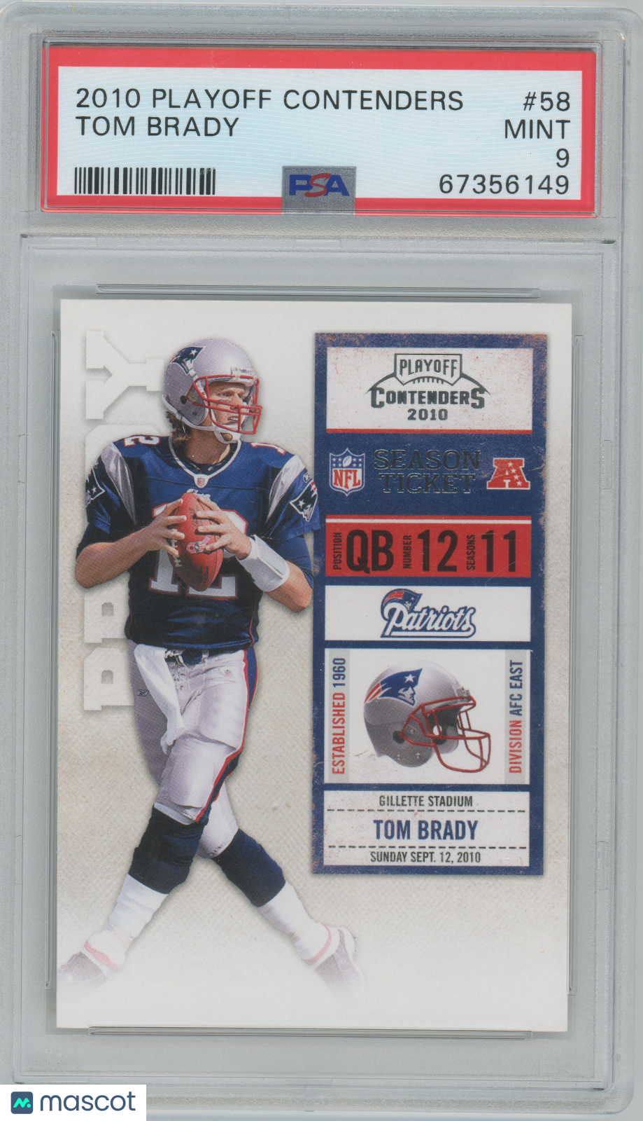 2010 Playoff Contenders - Ticket #58 - Tom Brady - Patriots - PSA - TOM BRADY