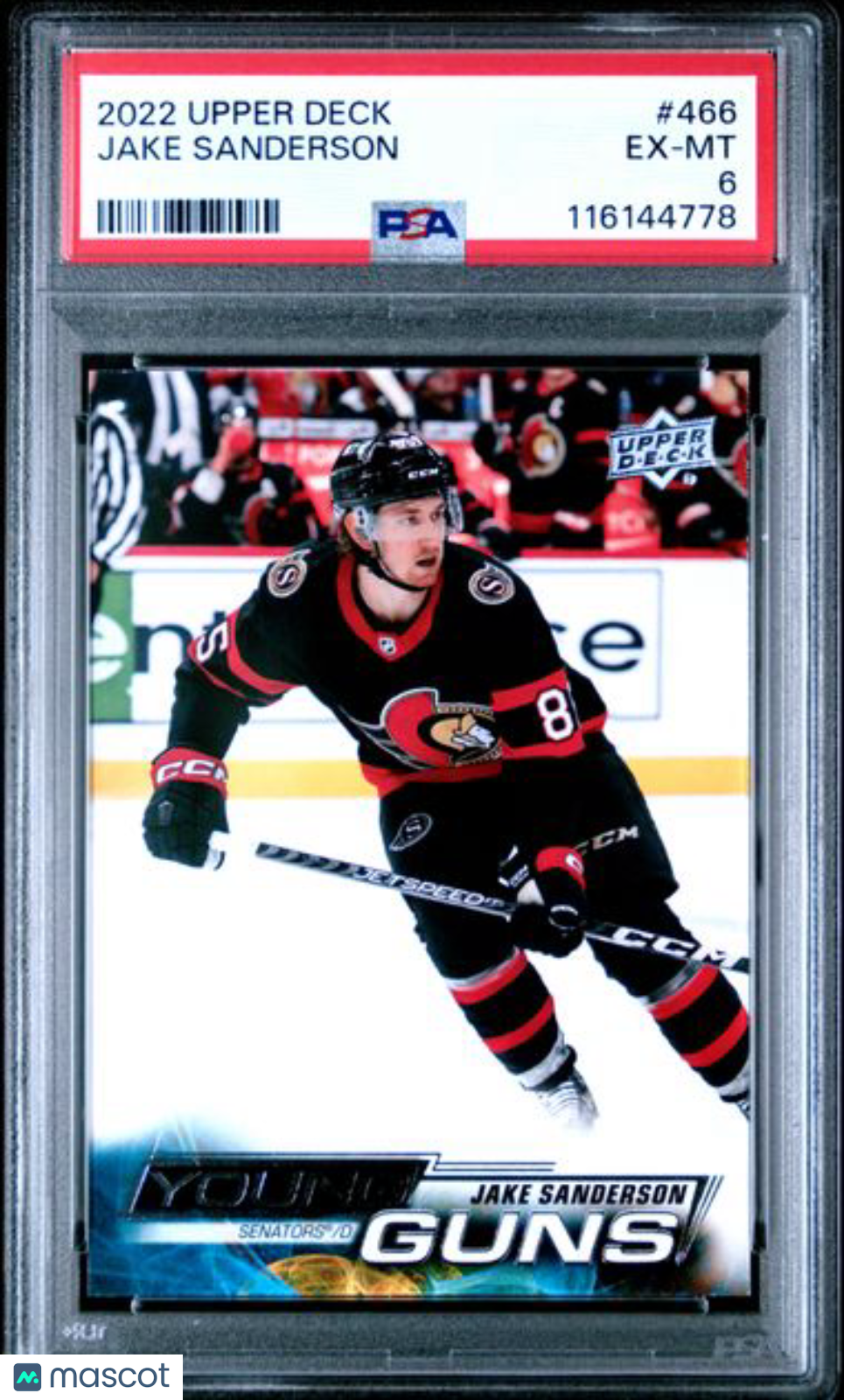 2022 Upper Deck Jake Sanderson #466 - YG Rookie - YOUNG GUNS ROOKIE - PSA