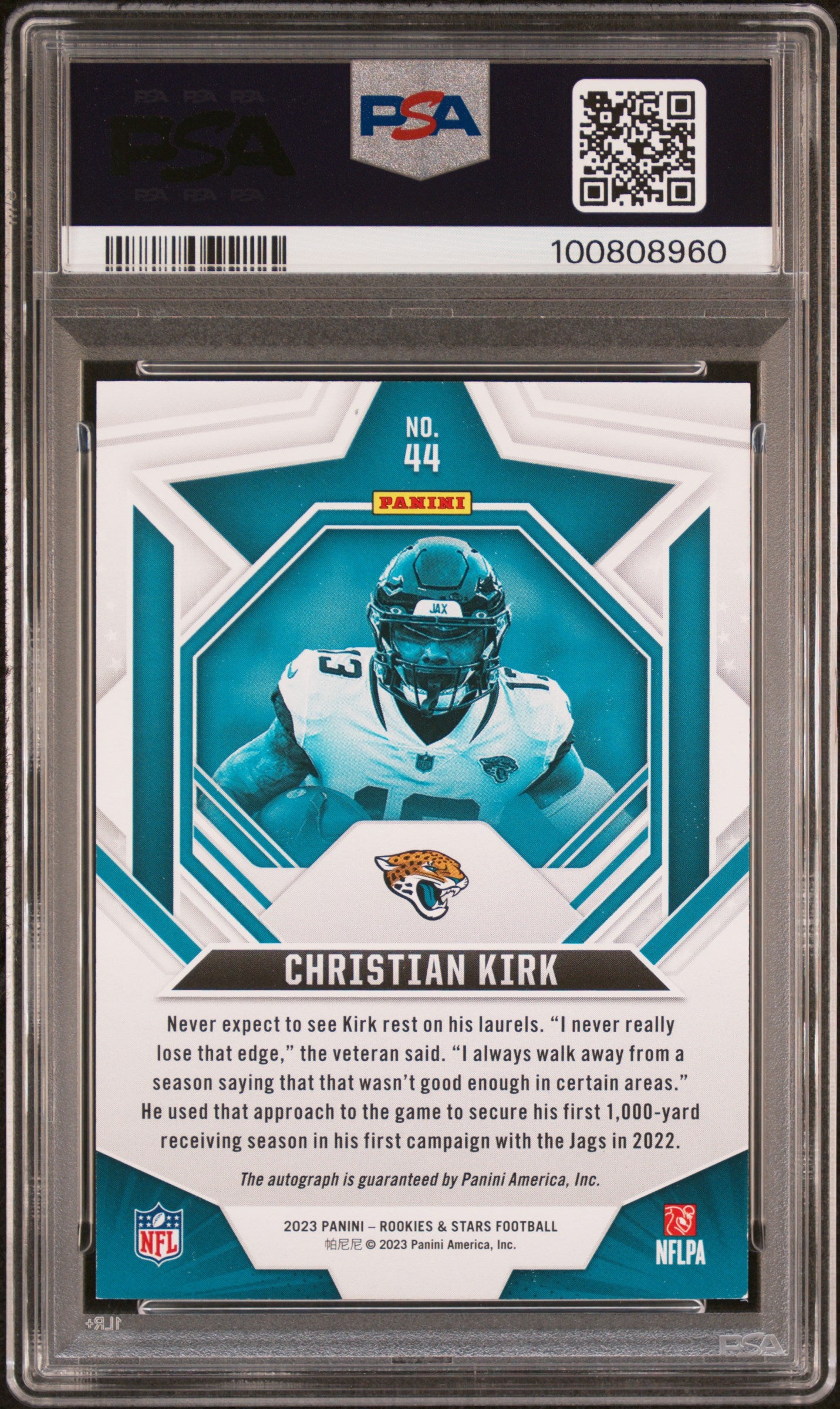2023 Panini Rookies & Stars Christian Kirk /50 #44 Autograph PSA 8 - /50