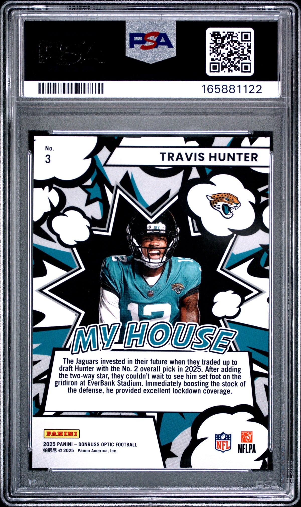 2025 Donruss Optic - Travis Hunter #3 - My House - ROOKIE - PSA - ROOKIE