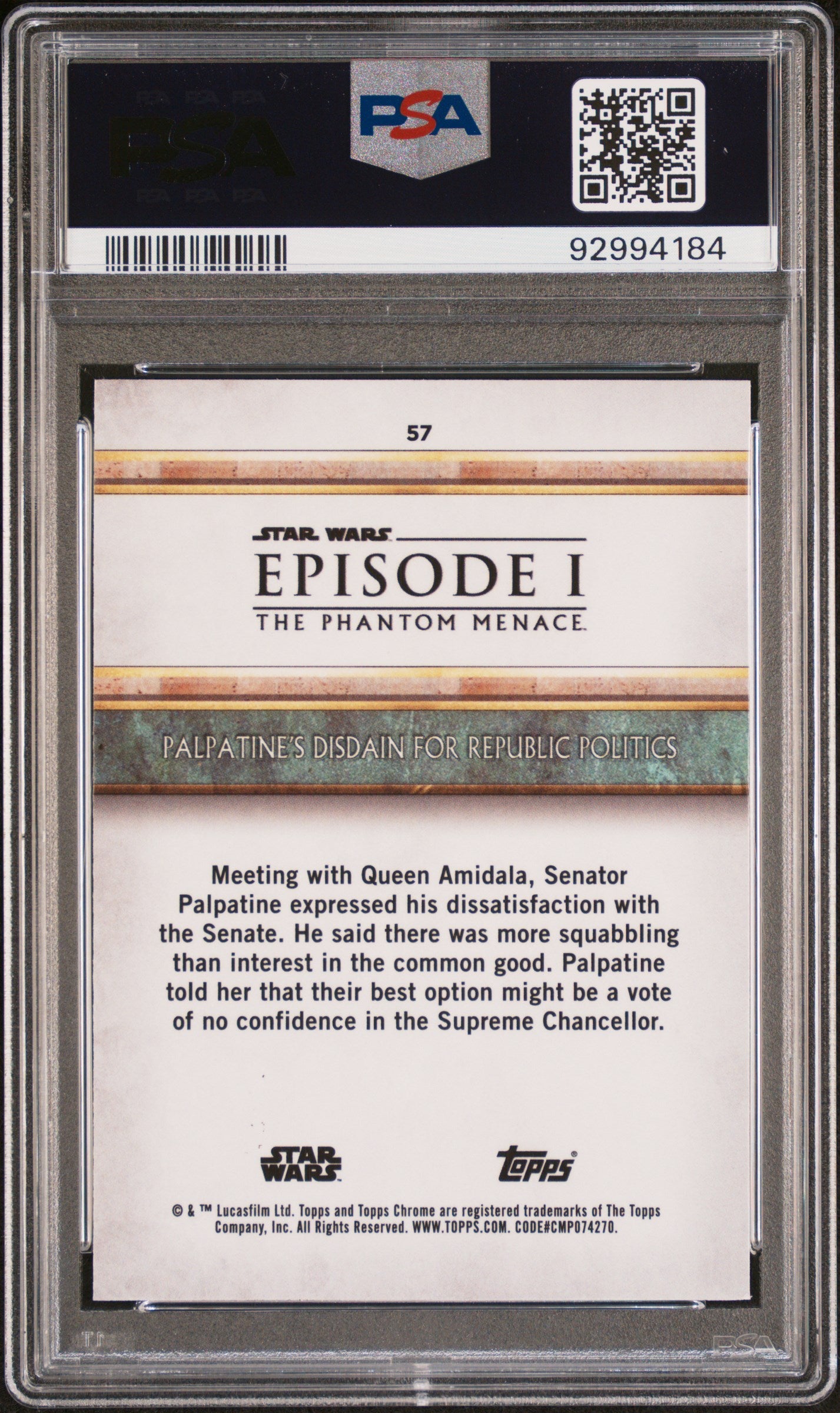 2024 Star Wars Sapphire The Phantom Menace - Palpatine's Disdain /75 PSA 9 /75
