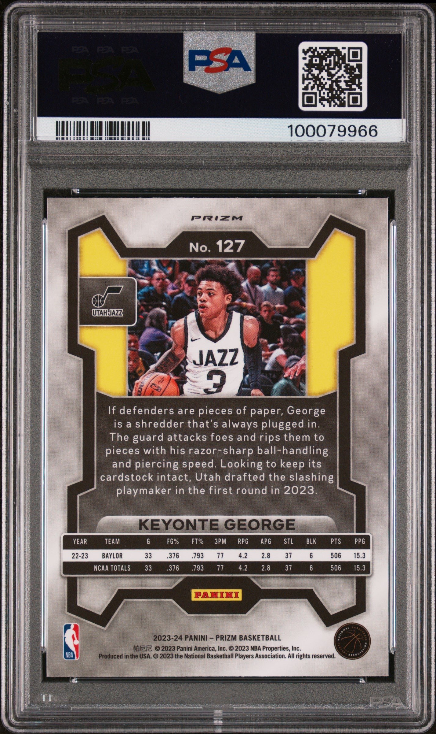 2023 Panini Prizm Keyonte George #127 Silver ROOKIE PSA 9