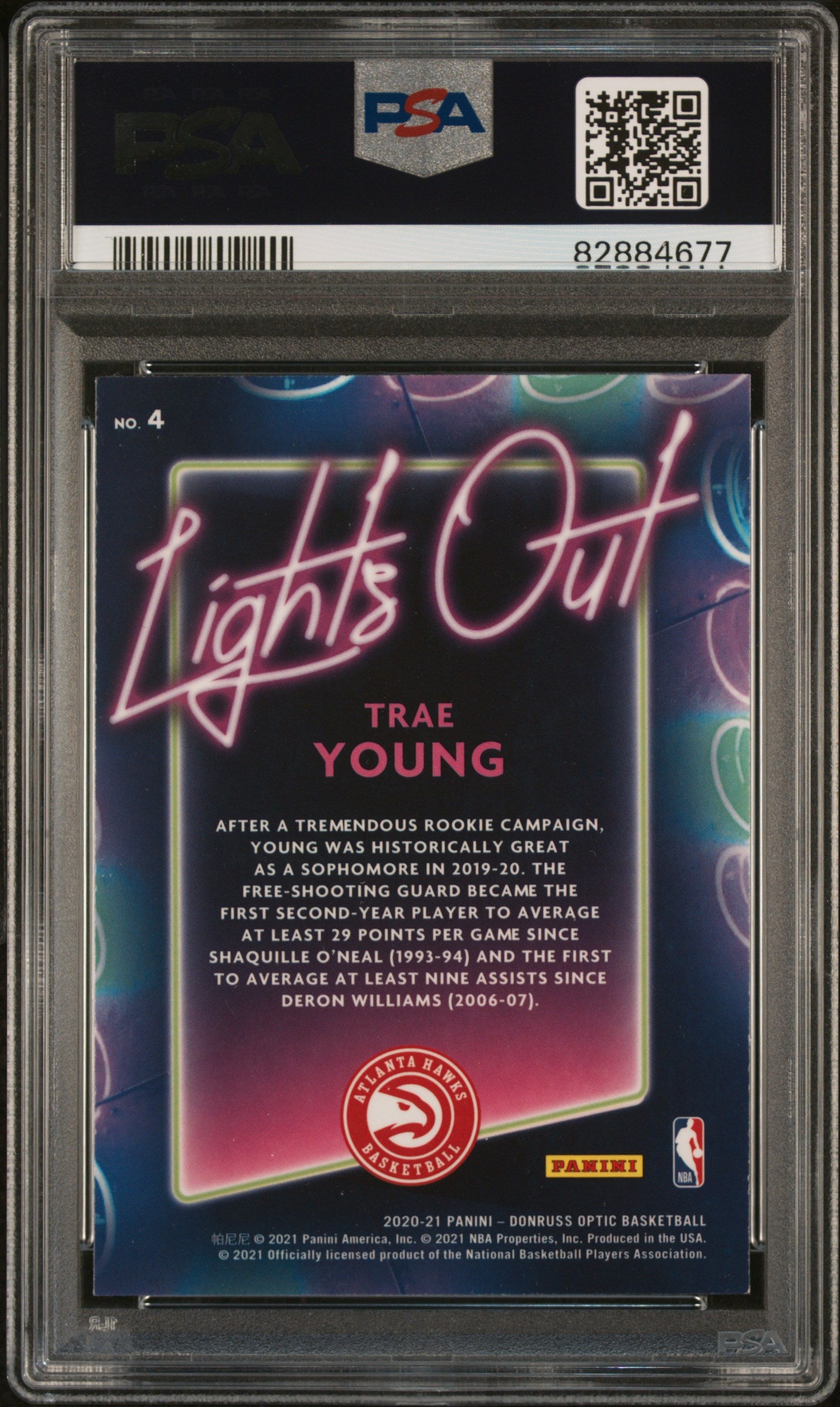 2020 Panini Donruss Optic Lights Out Trae Young #4 PSA 9