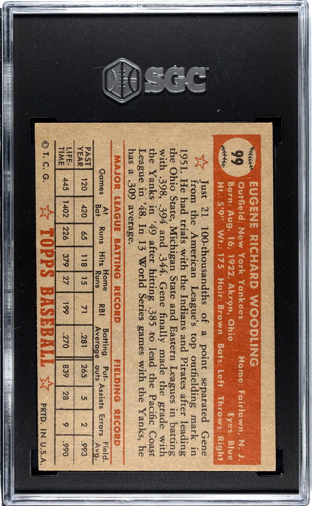 1952 Topps Gene Woodling #99 SGC 5