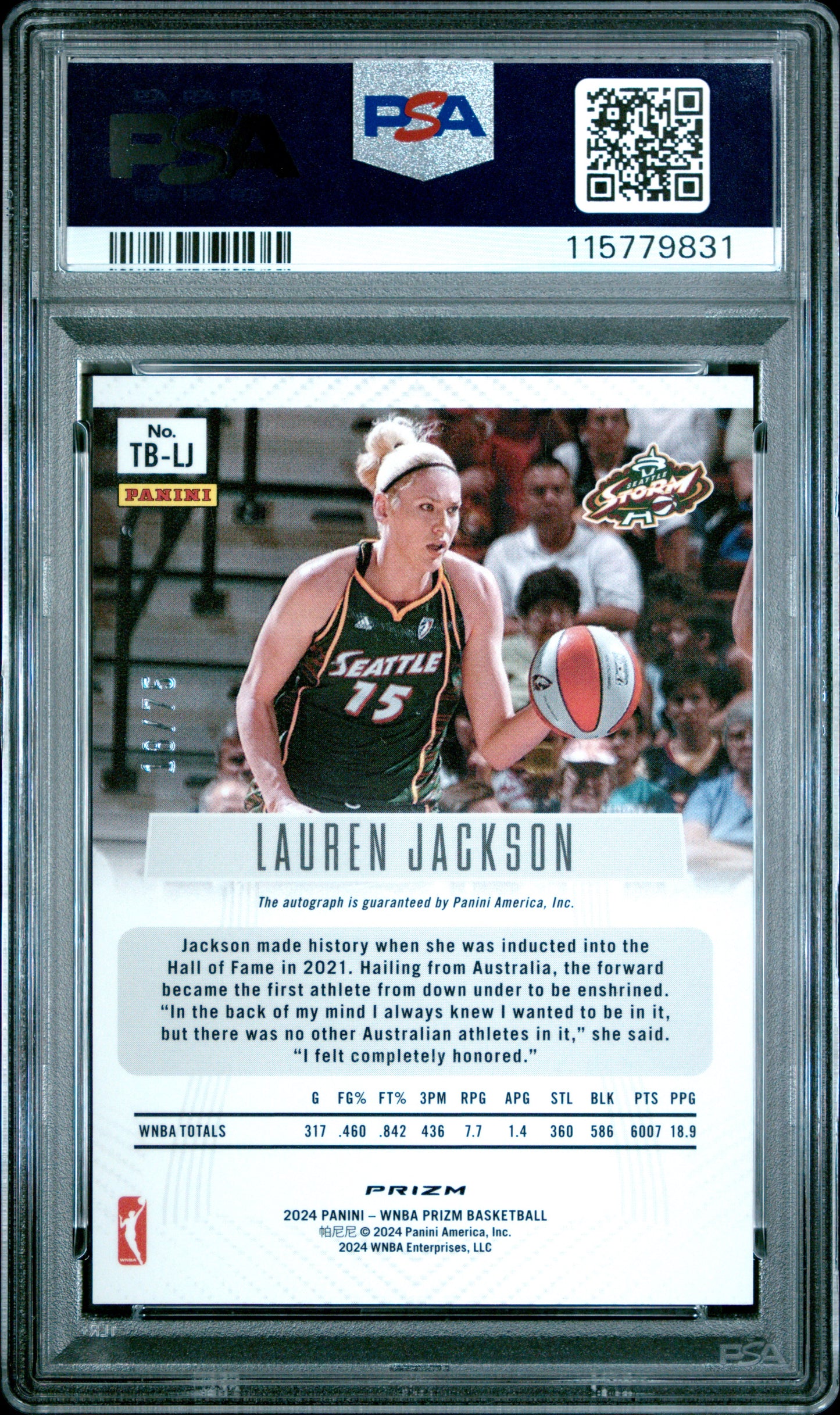 2024 Panini Prizm WNBA - Throwback AUTO /75 - Lauren Jackson - Blue /75 - PSA