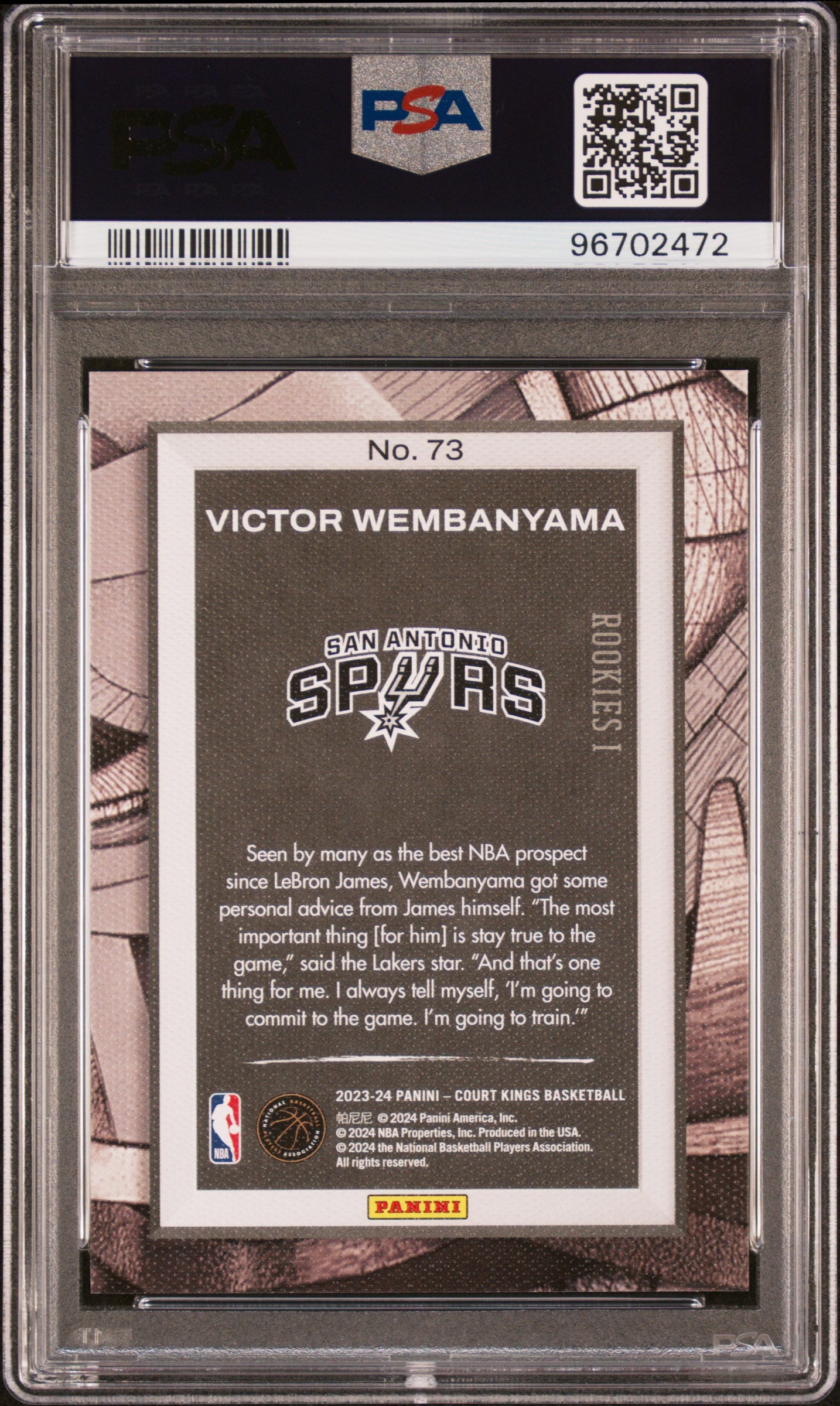 2023 Panini Court Kings Victor Wembanyama ROOKIE #73 PSA 10