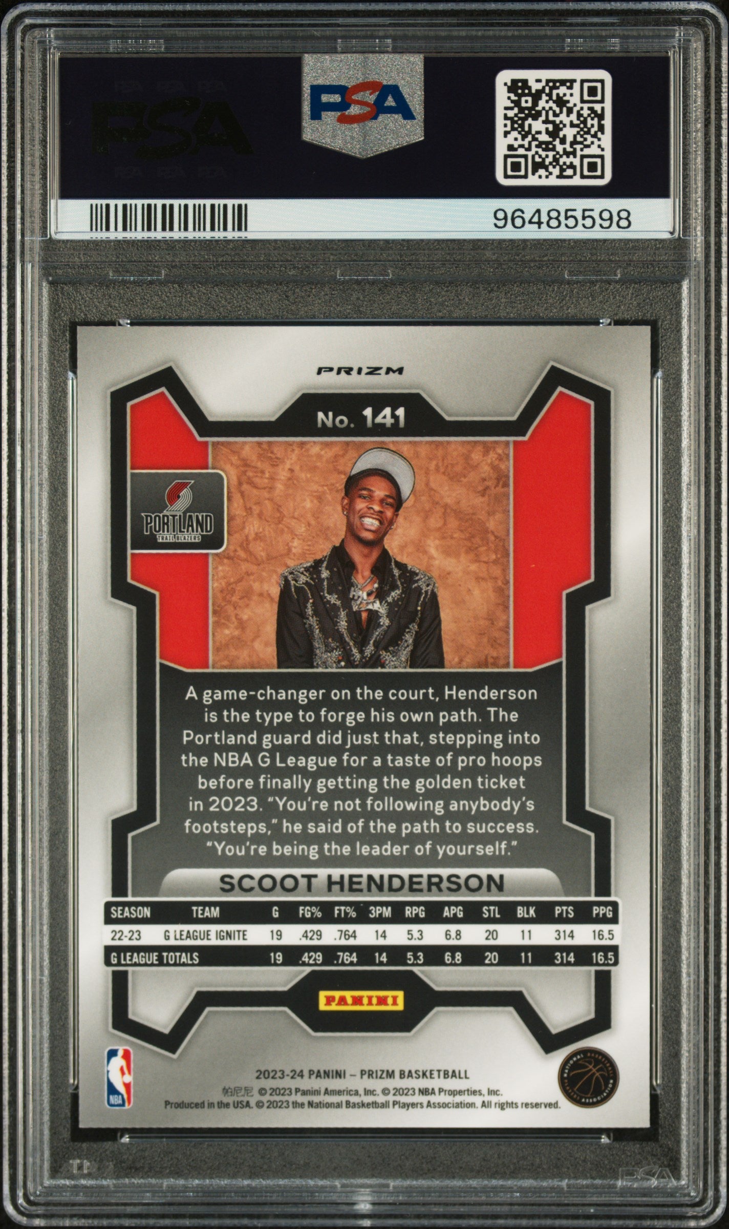 2023 Panini Prizm Scoot Henderson #141 Variation Fast Break ROOKIE PSA 10