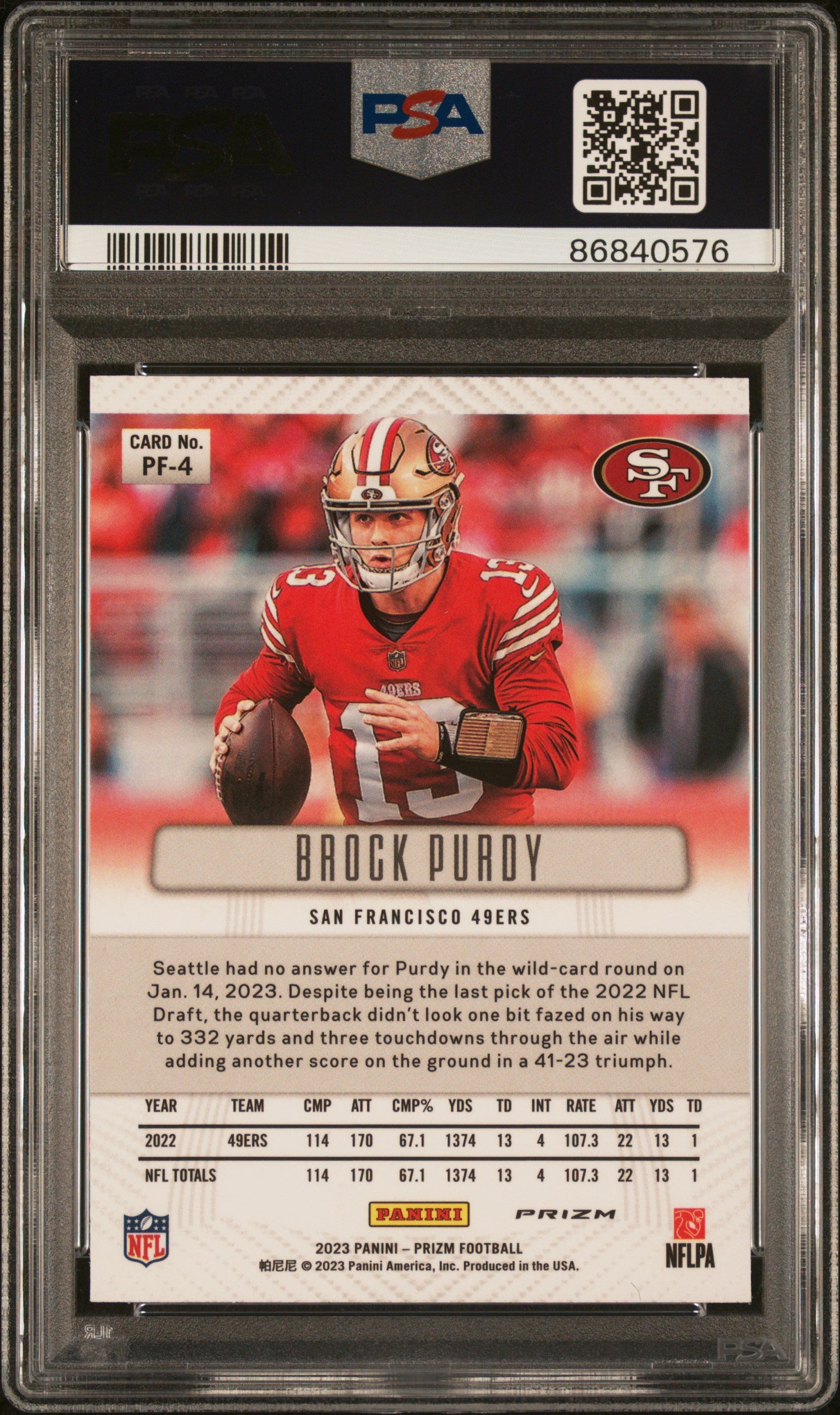 2023 Panini Prizm Prizm Flashback Brock Purdy #PF4 PSA 10