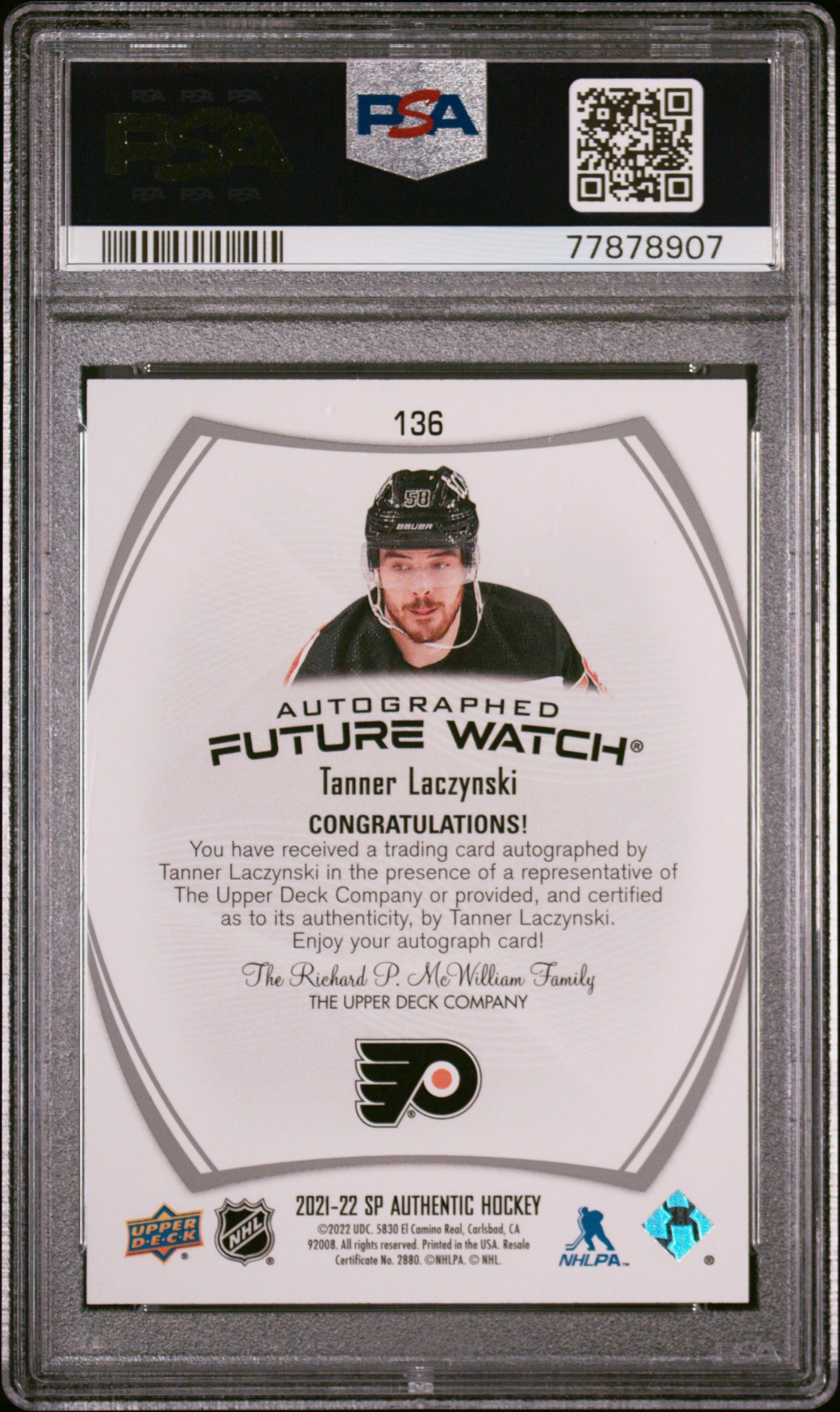 2021 SP Authentic Tanner Laczynski Future Watch Autograph /999 ROOKIE - PSA 10