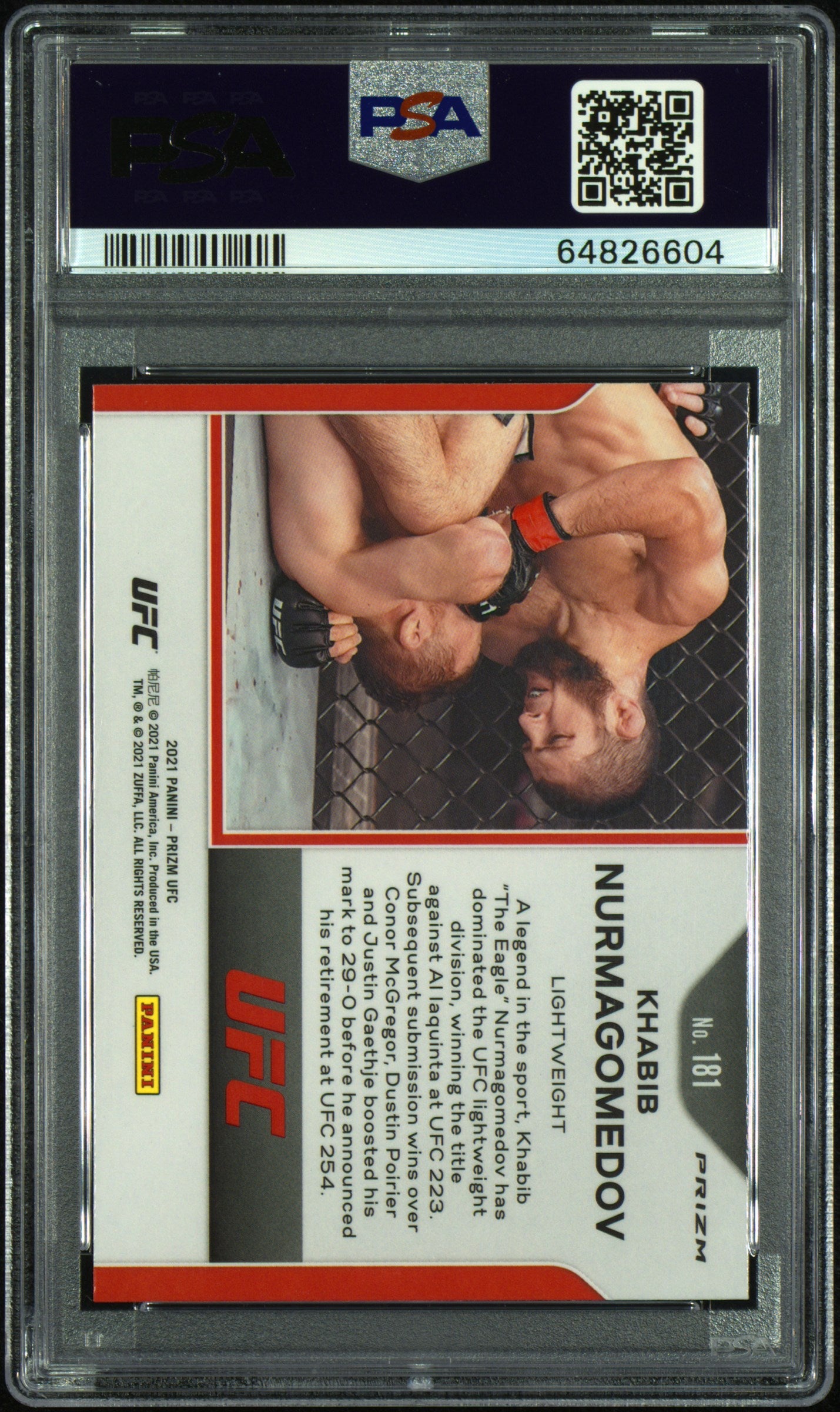 2021 Panini Prizm UFC Khabib Nurmagomedov #181 Silver PSA 9