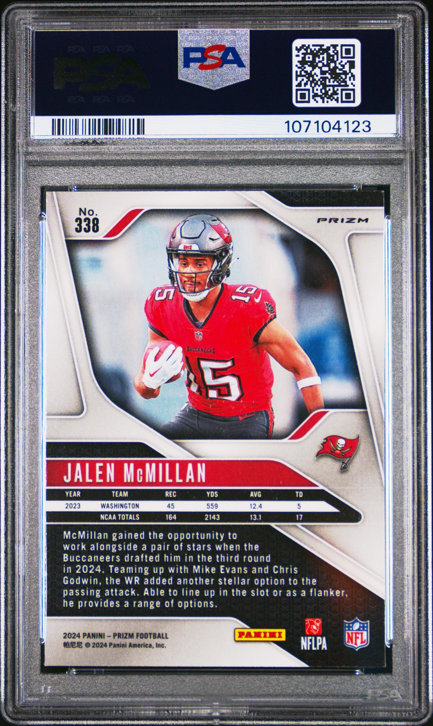 2024 Panini Prizm #338 - Jalen Mcmillan - ROOKIE - Neon Green Pulsar - PSA 9