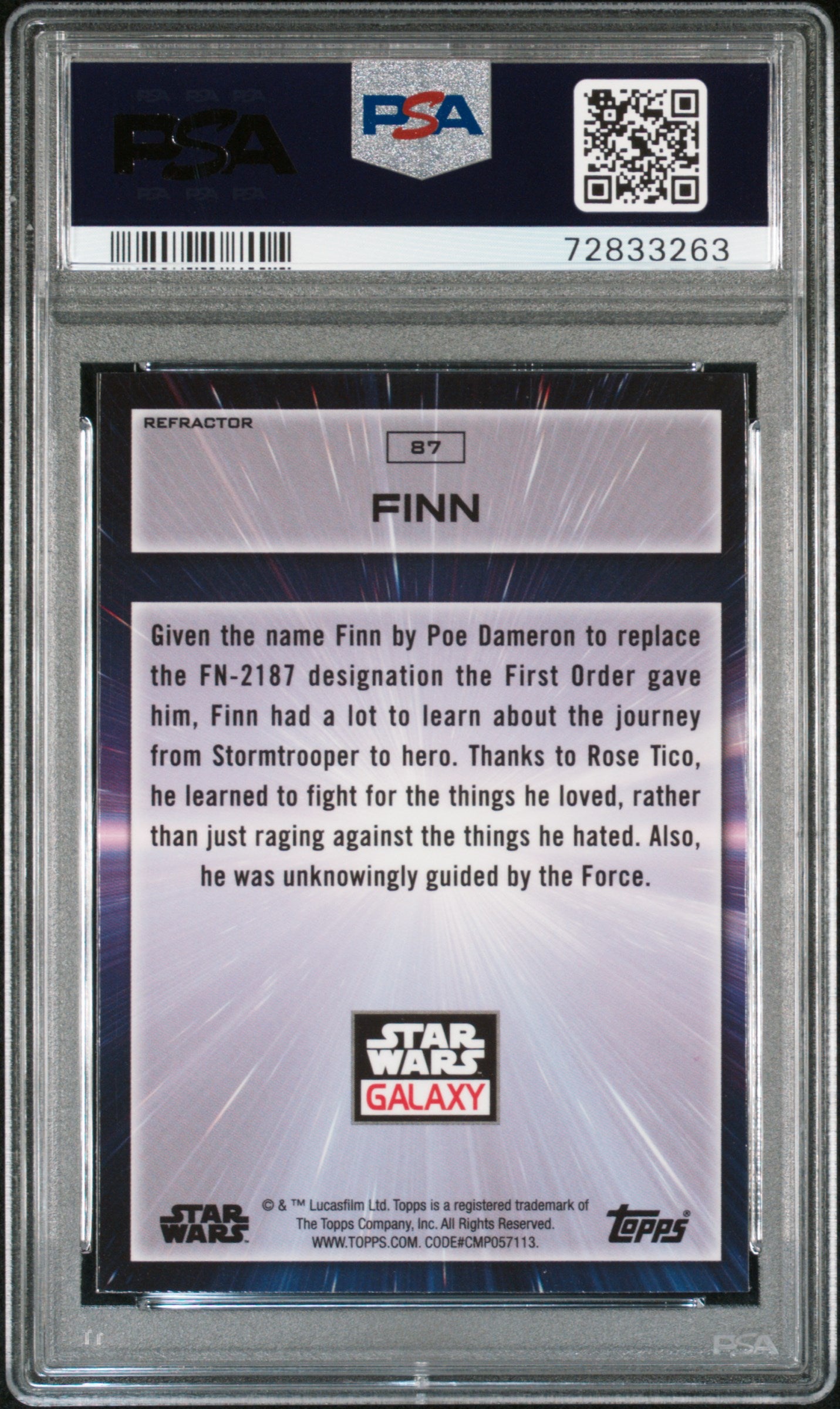 2022 Topps Chrome Star Wars Galaxy Refractor - Finn #87 PSA 9 - Refractor
