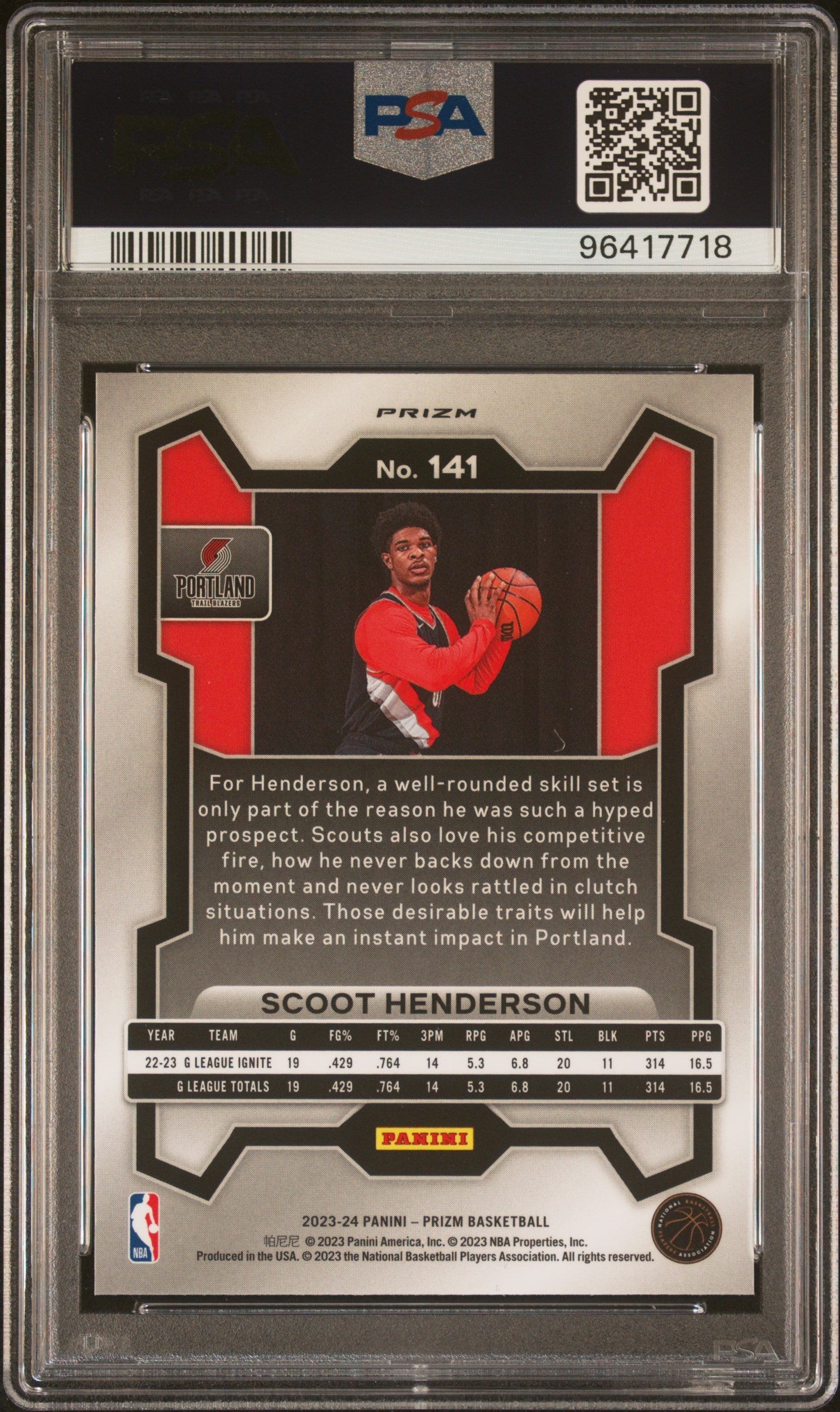 2023 Panini Prizm Scoot Henderson #141 Red Ice PSA 10 - ROOKIE - PSA 10