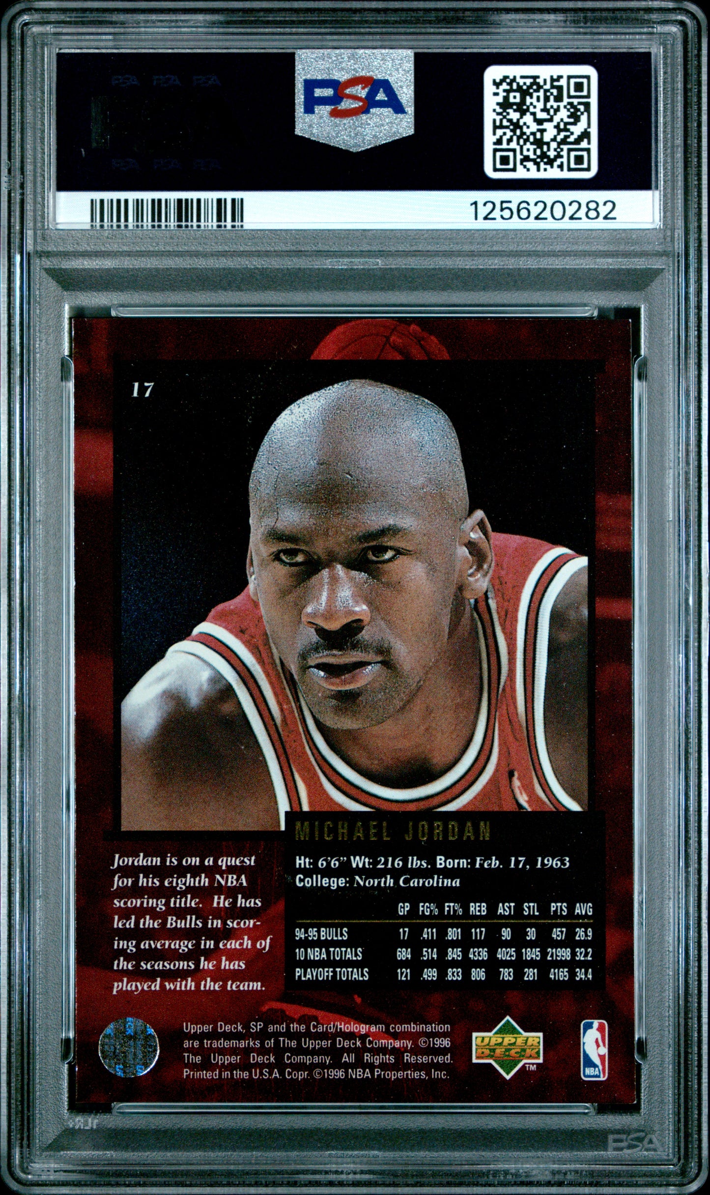 1995 Upper Deck SP Championship - Michael Jordan #17 - PSA 7